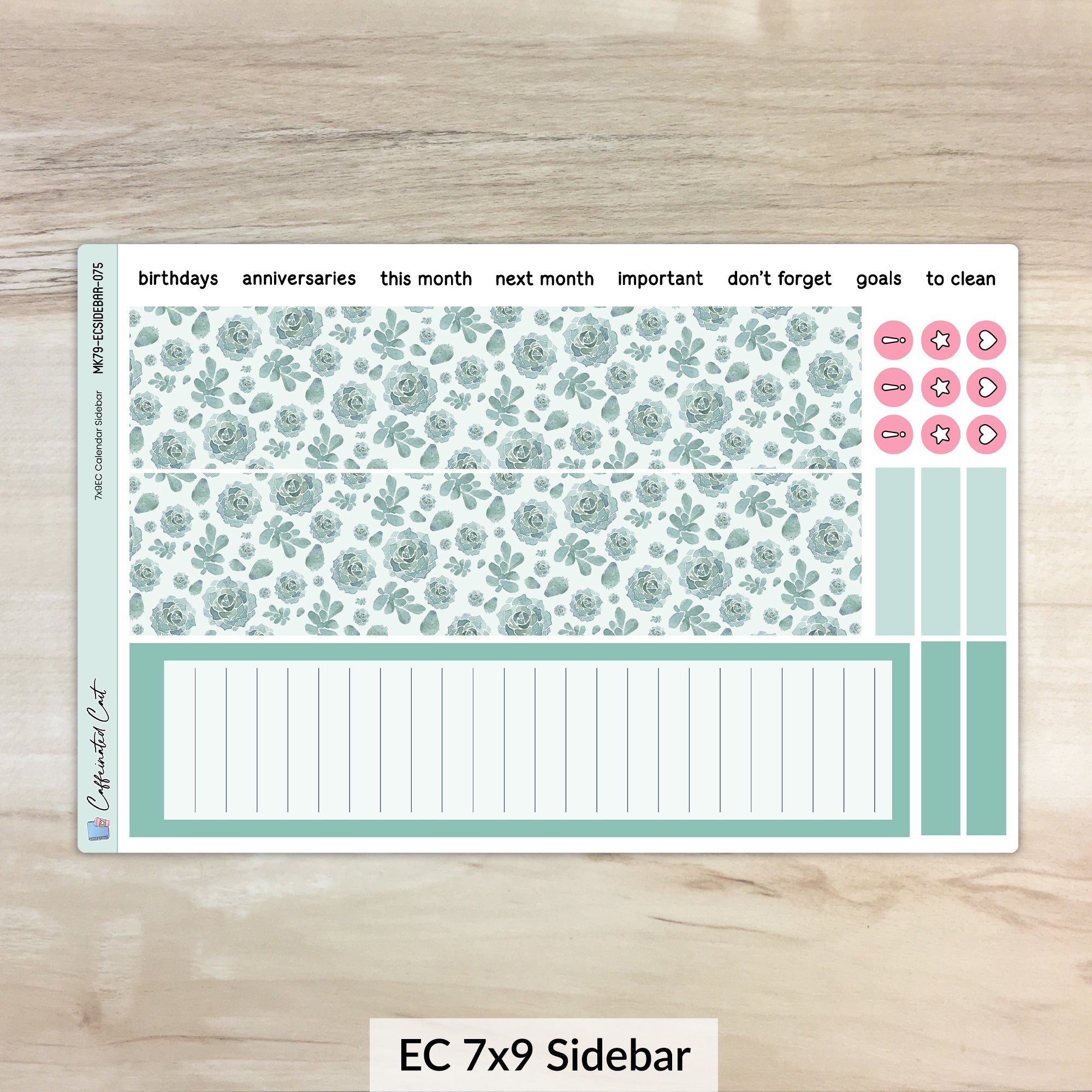 Calendar Kit for ERIN CONDREN Planners - Sweet Succulent [ 075 ]