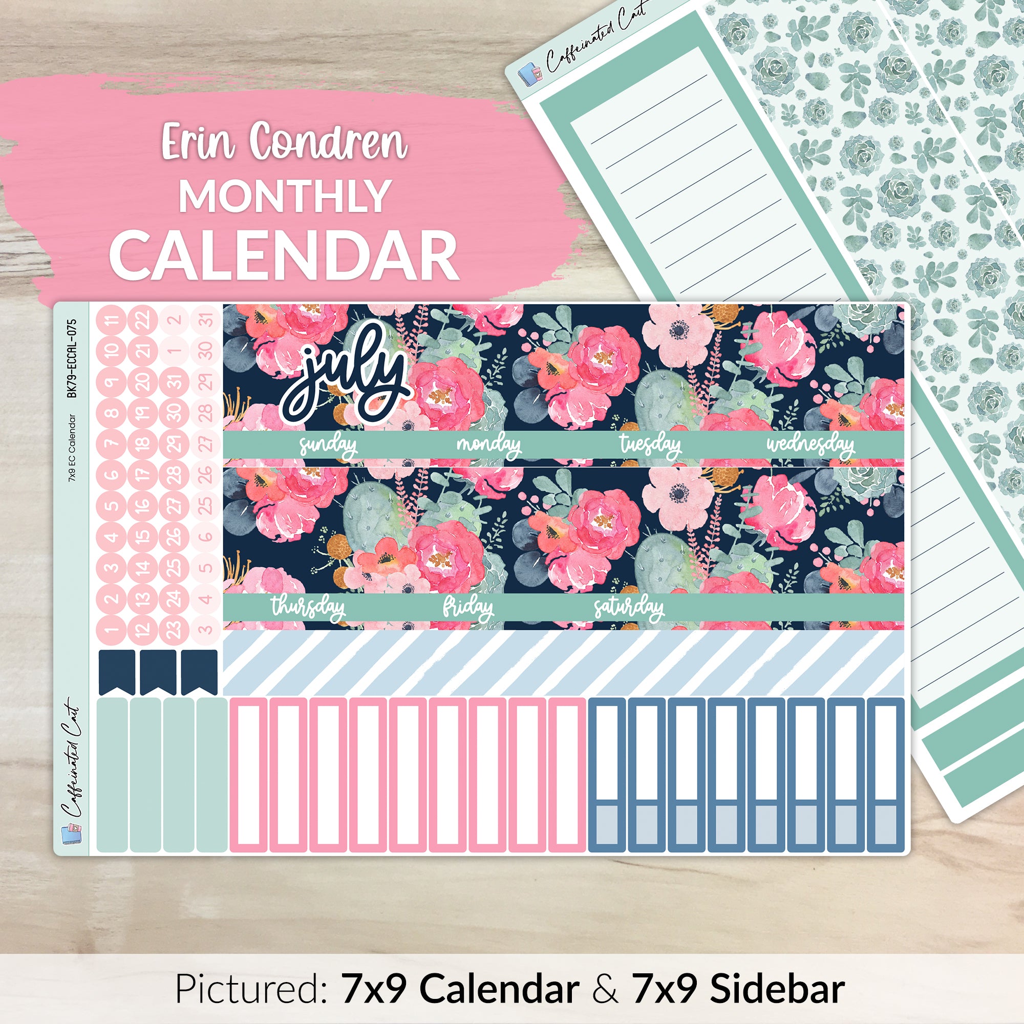 Calendar Kit for ERIN CONDREN Planners - Sweet Succulent [ 075 ]