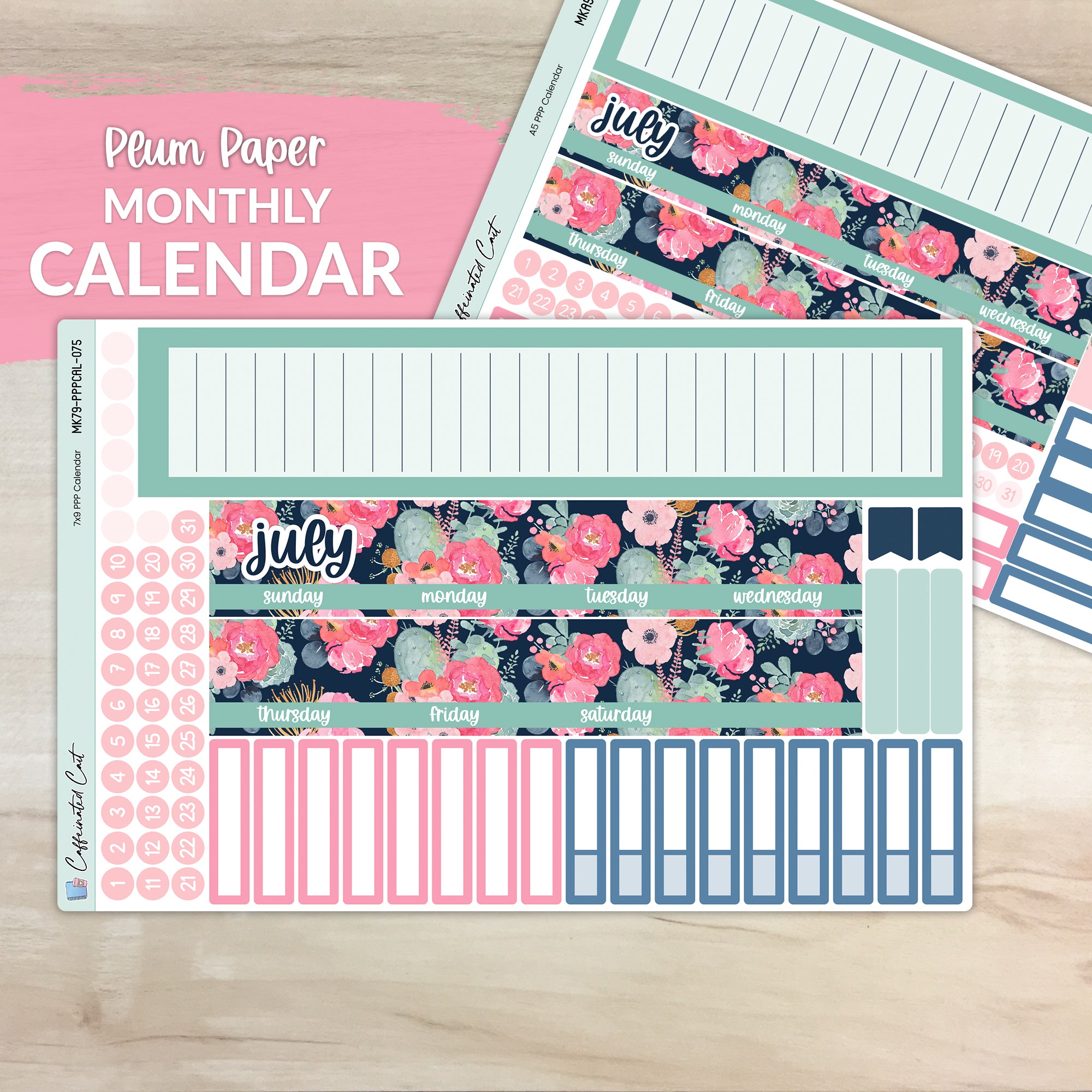 Calendar Kit for PLUM PAPER Planners - Sweet Succulent [ 075 ]