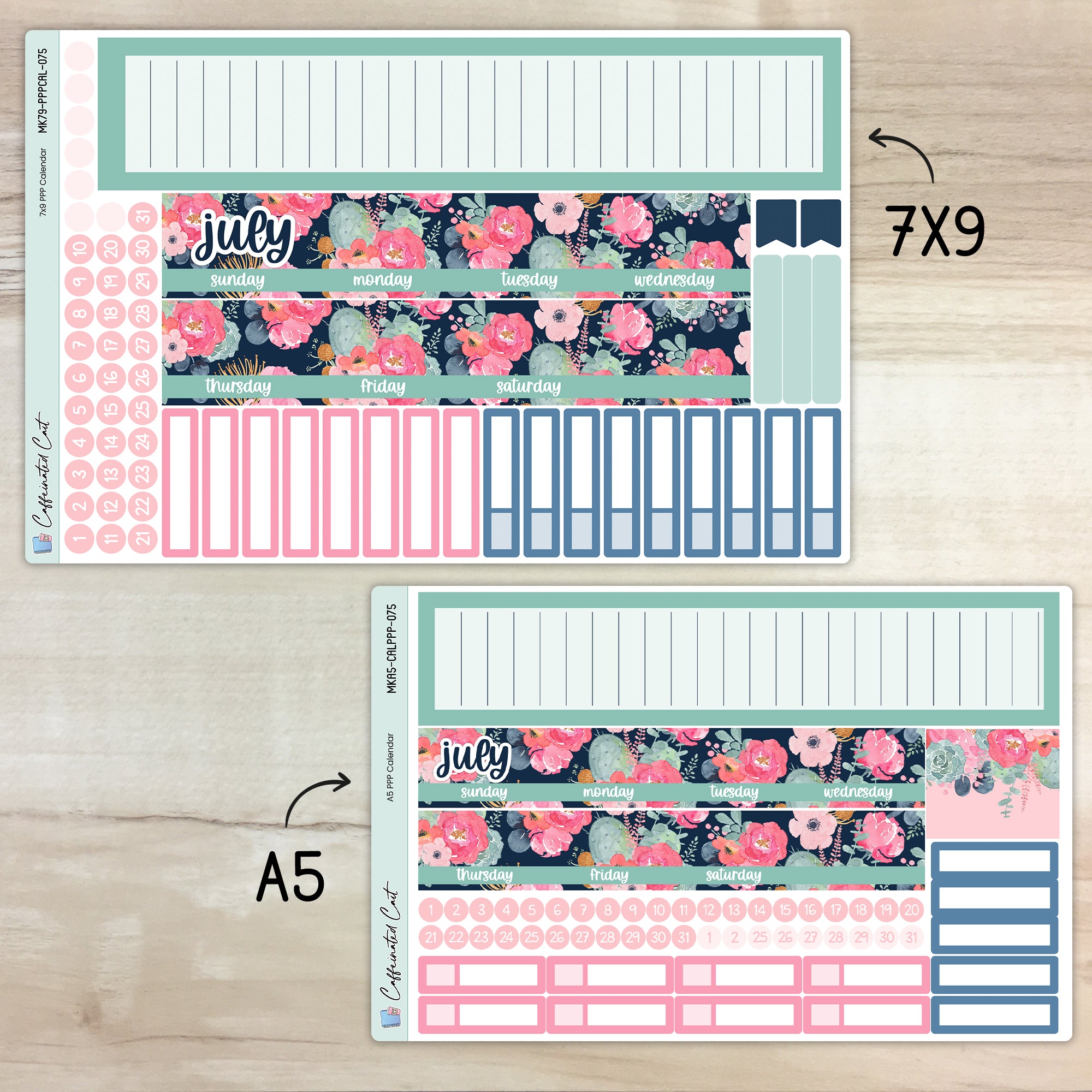 Calendar Kit for PLUM PAPER Planners - Sweet Succulent [ 075 ]