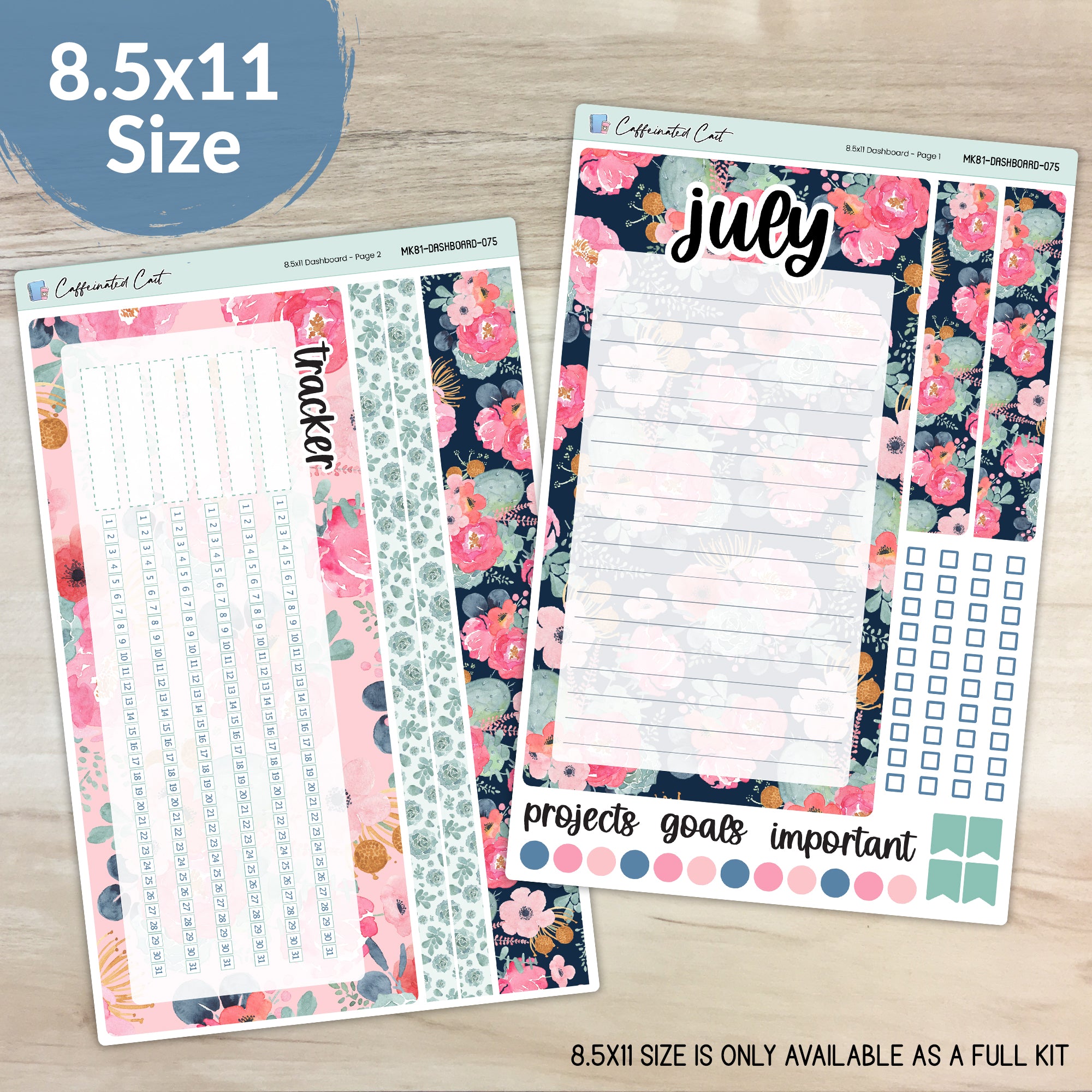 Dashboard & Notes Kit for ERIN CONDREN Planners - Sweet Succulent [ 075 ]