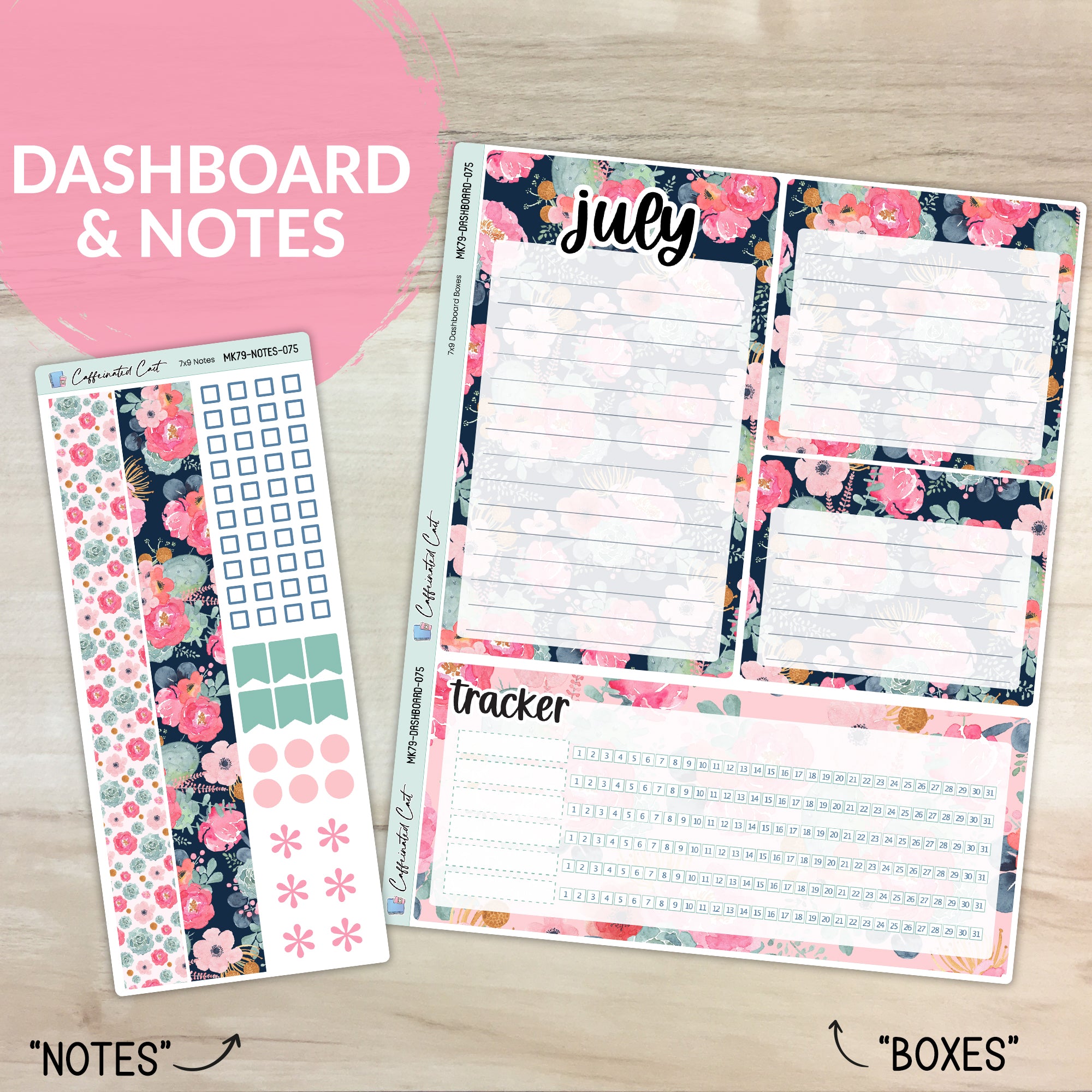 Dashboard & Notes Kit for ERIN CONDREN Planners - Sweet Succulent [ 075 ]