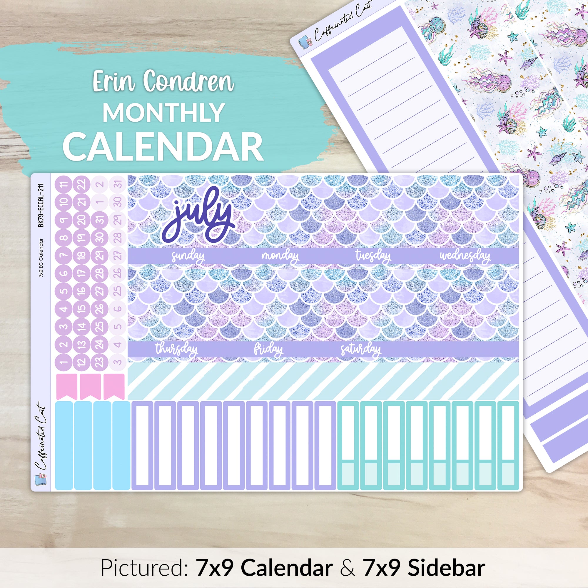 Calendar Kit for ERIN CONDREN Planners - Mermaids [ 211 ]