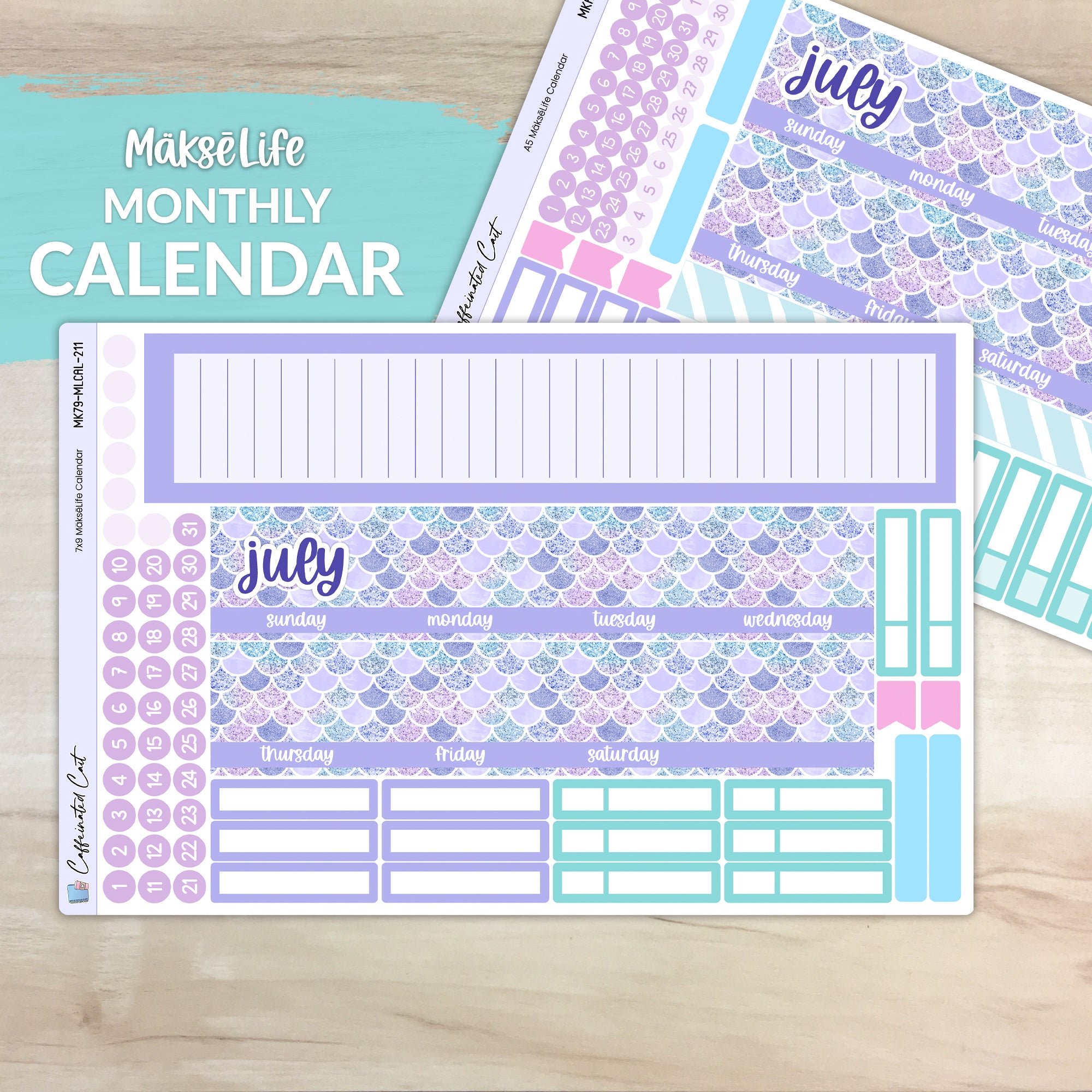 Calendar Kit for MAKSELIFE Planners - Mermaids [ 211 ]