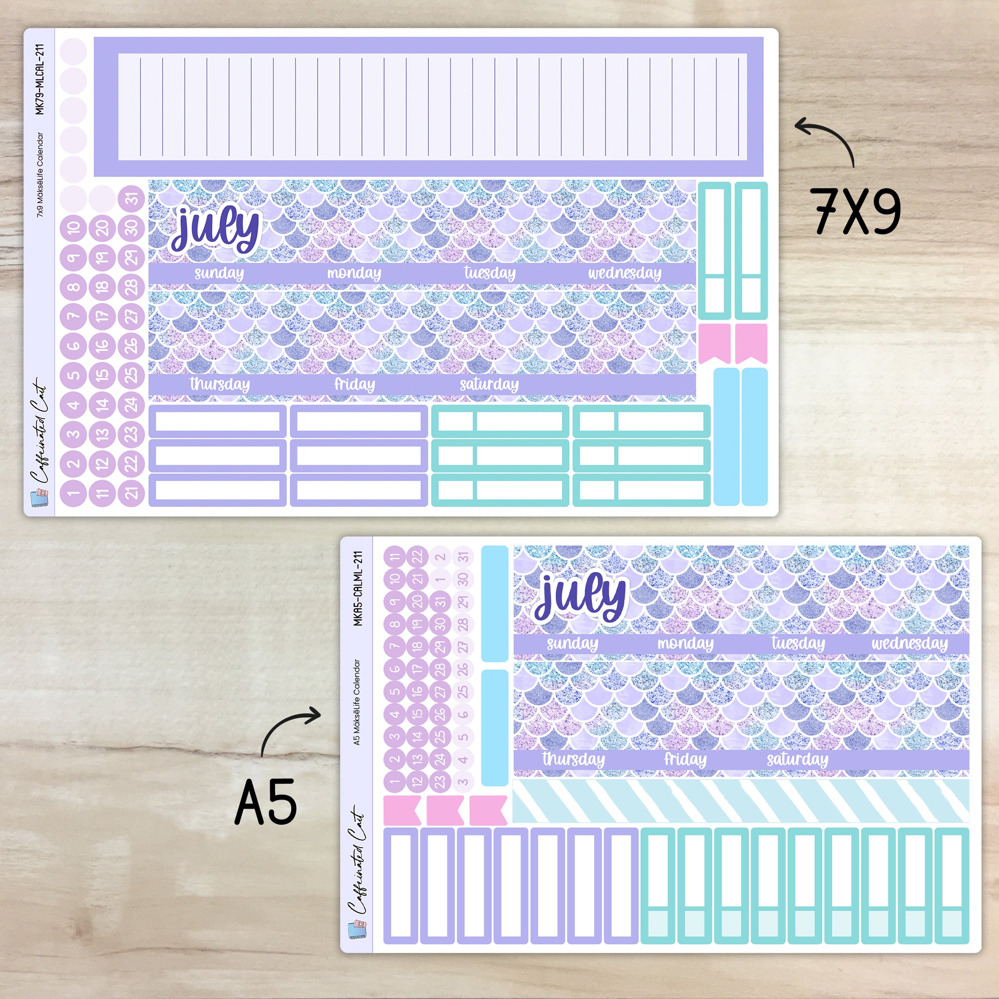 Calendar Kit for MAKSELIFE Planners - Mermaids [ 211 ]