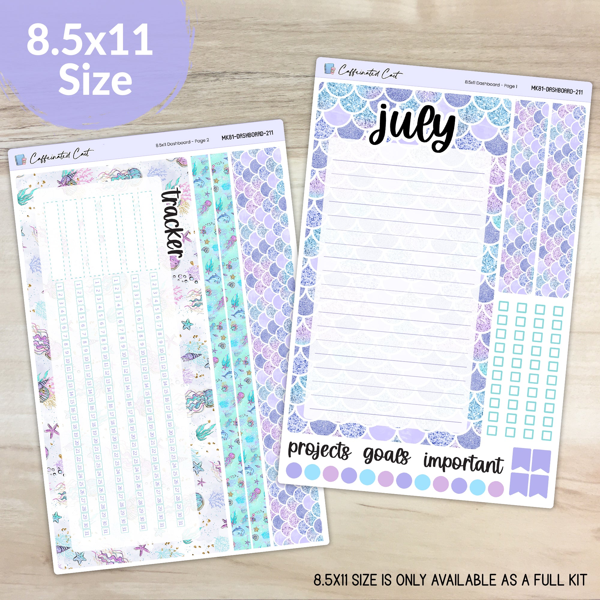 Dashboard & Notes Kit for ERIN CONDREN Planners - Mermaids [ 211 ]