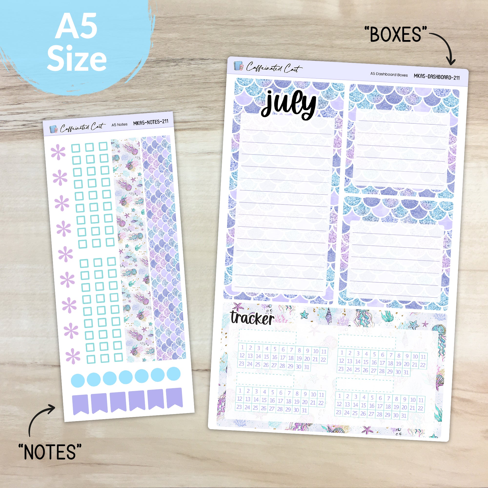 Dashboard & Notes Kit for ERIN CONDREN Planners - Mermaids [ 211 ]