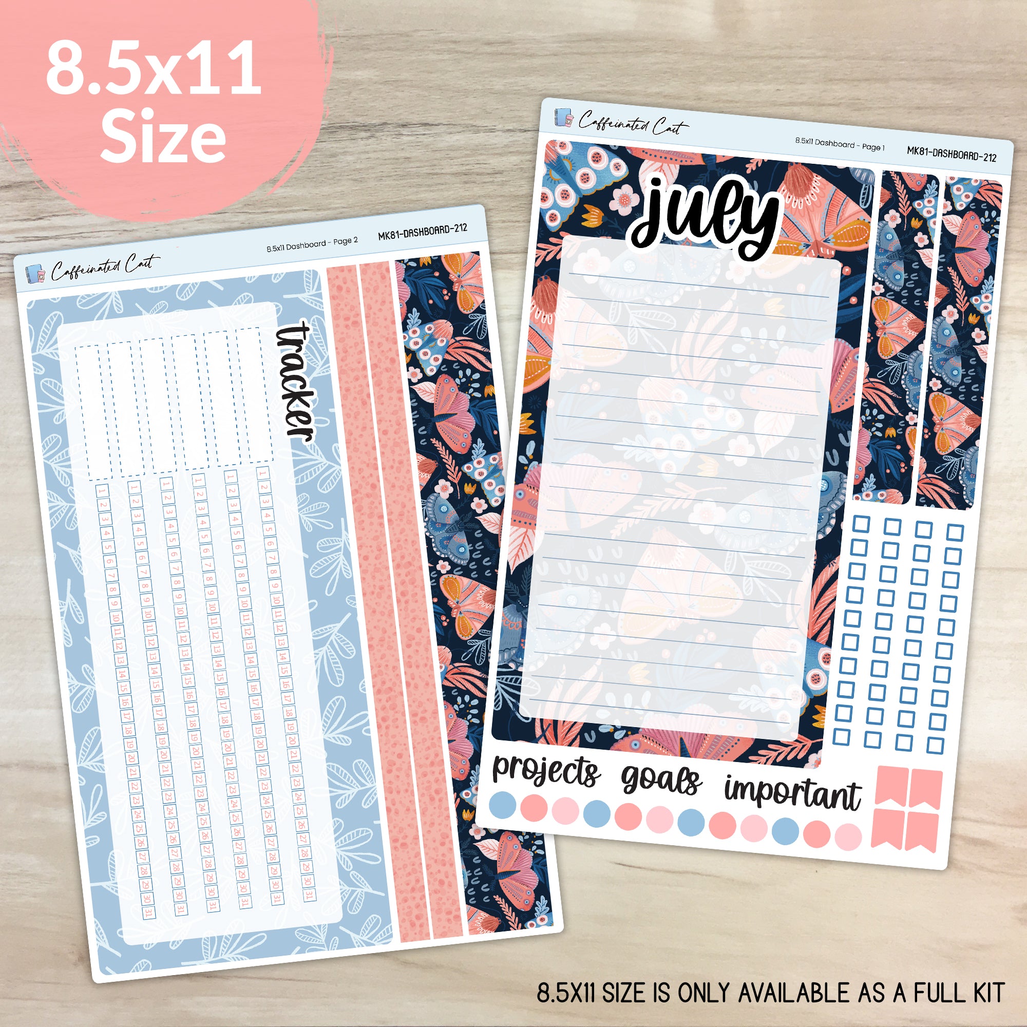 Dashboard & Notes Kit for ERIN CONDREN Planners - Moths [ 212 ]