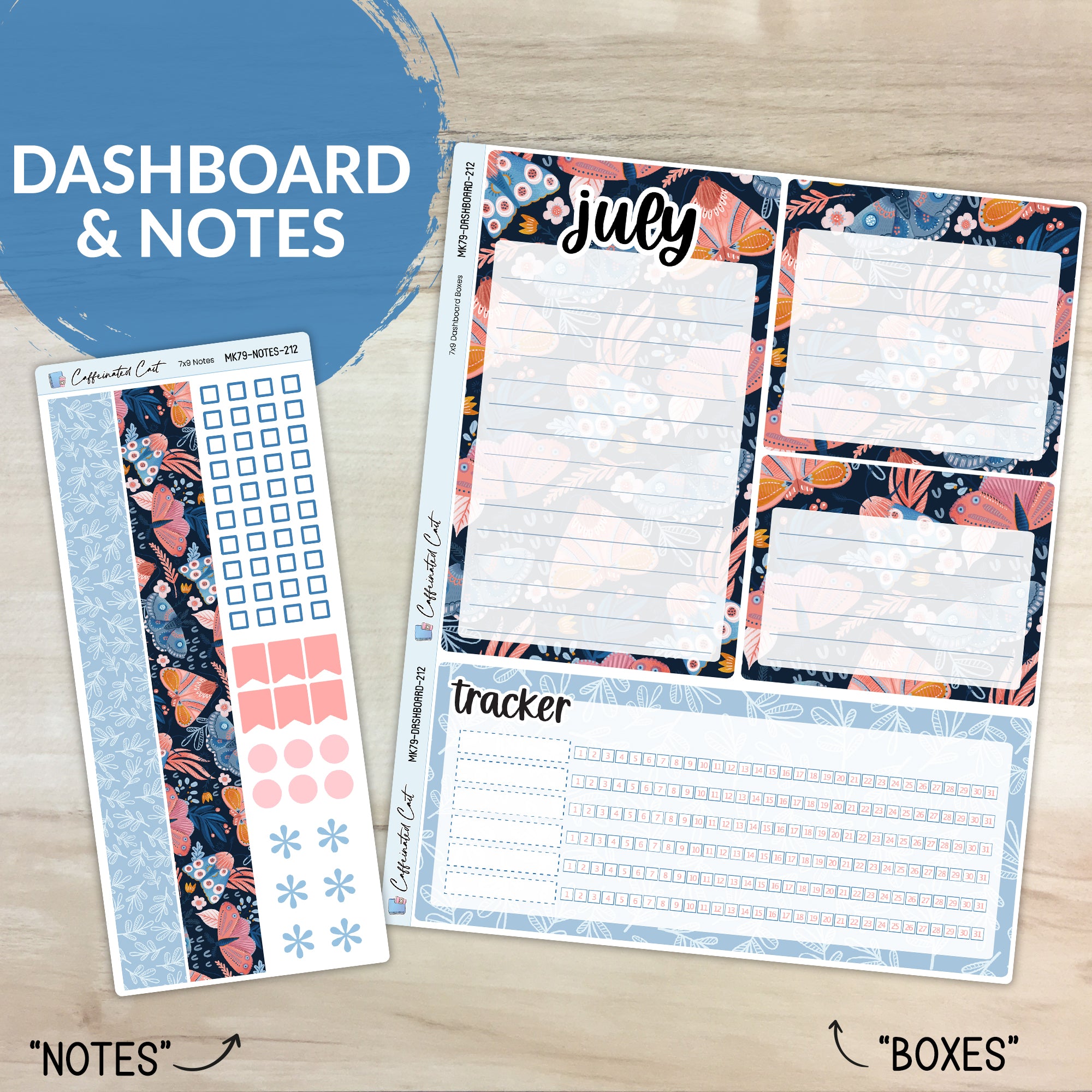 Dashboard & Notes Kit for ERIN CONDREN Planners - Moths [ 212 ]