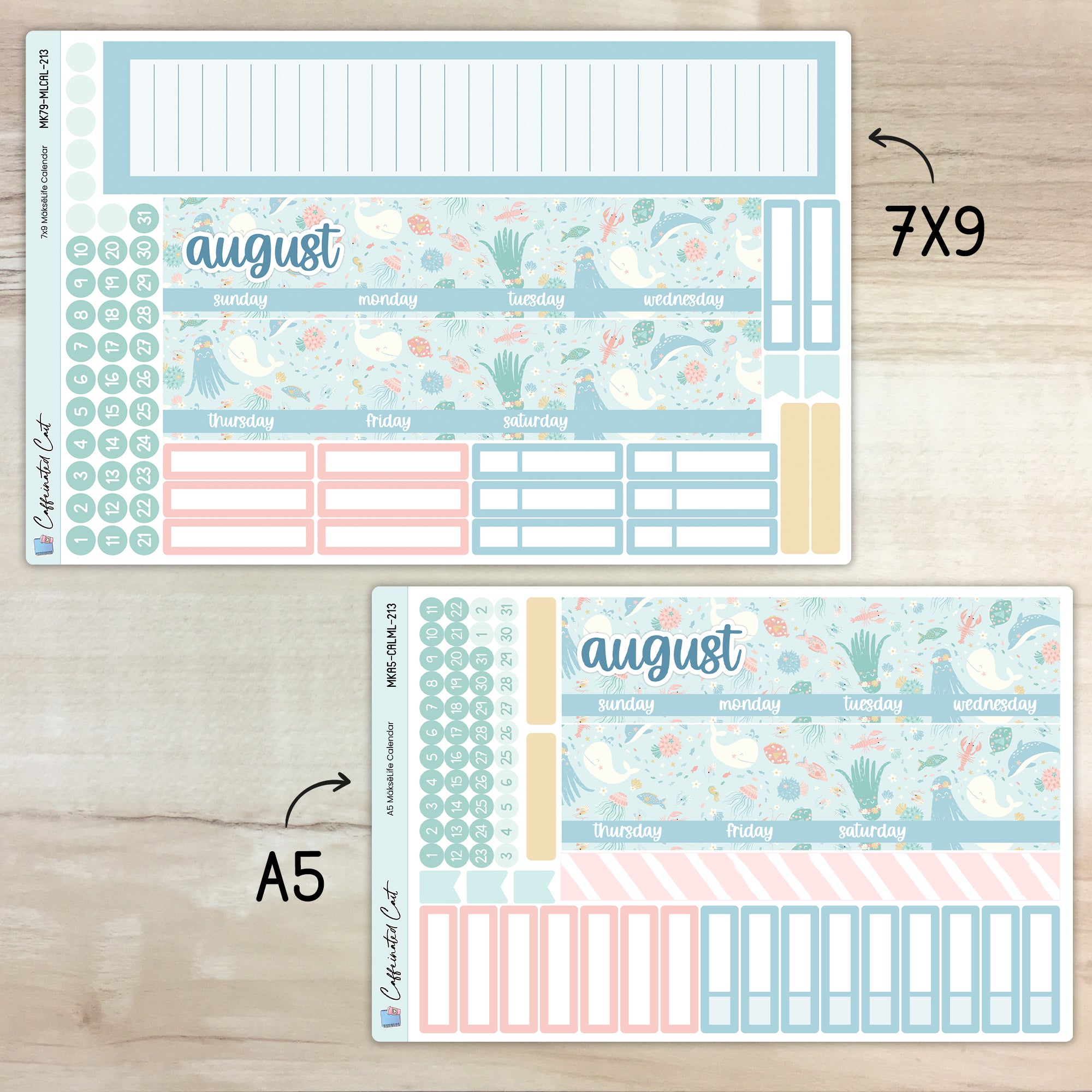 Calendar Kit for MAKSELIFE Planners - Under the Sea [ 213 ]