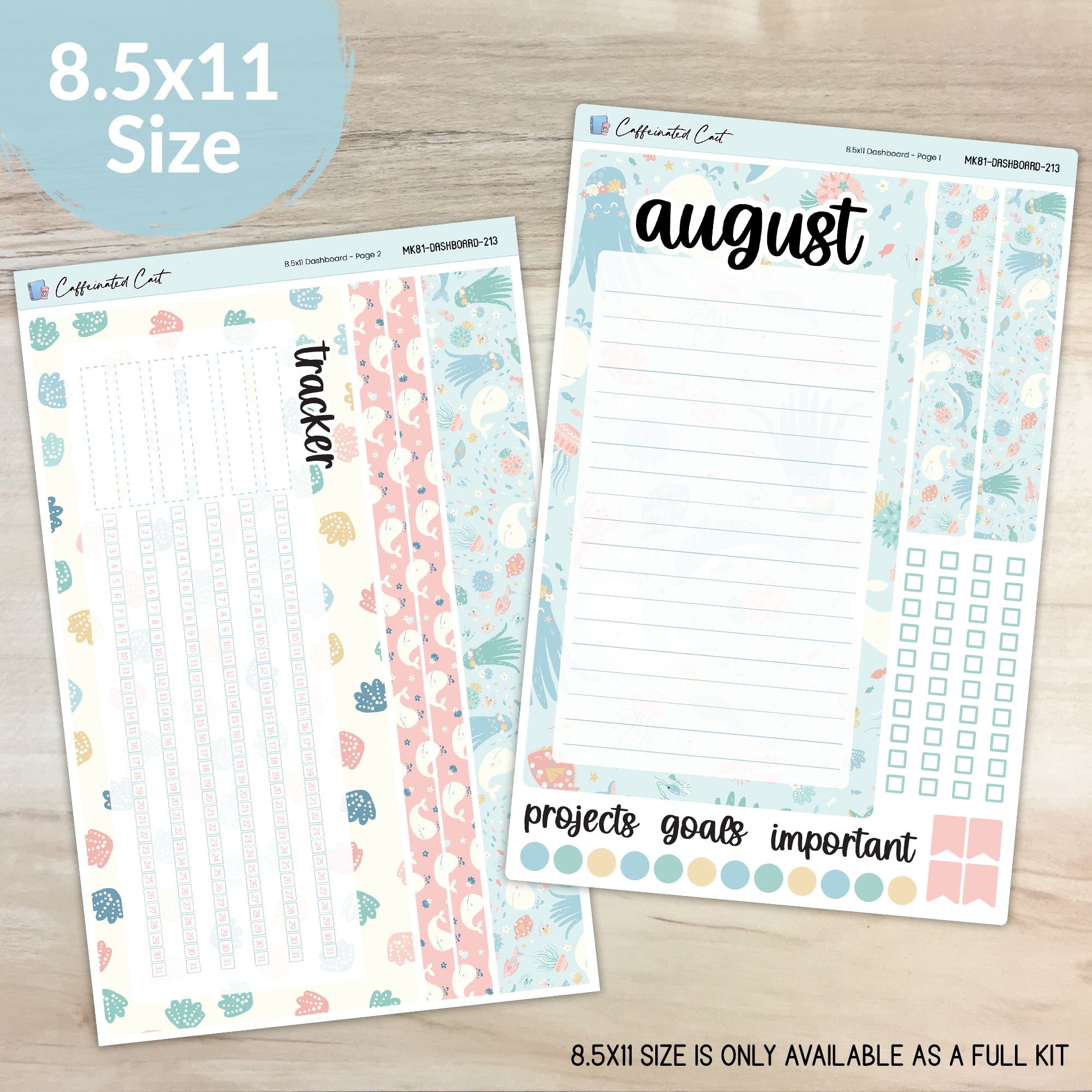 Dashboard & Notes Kit for ERIN CONDREN Planners - Under the Sea [ 213 ]