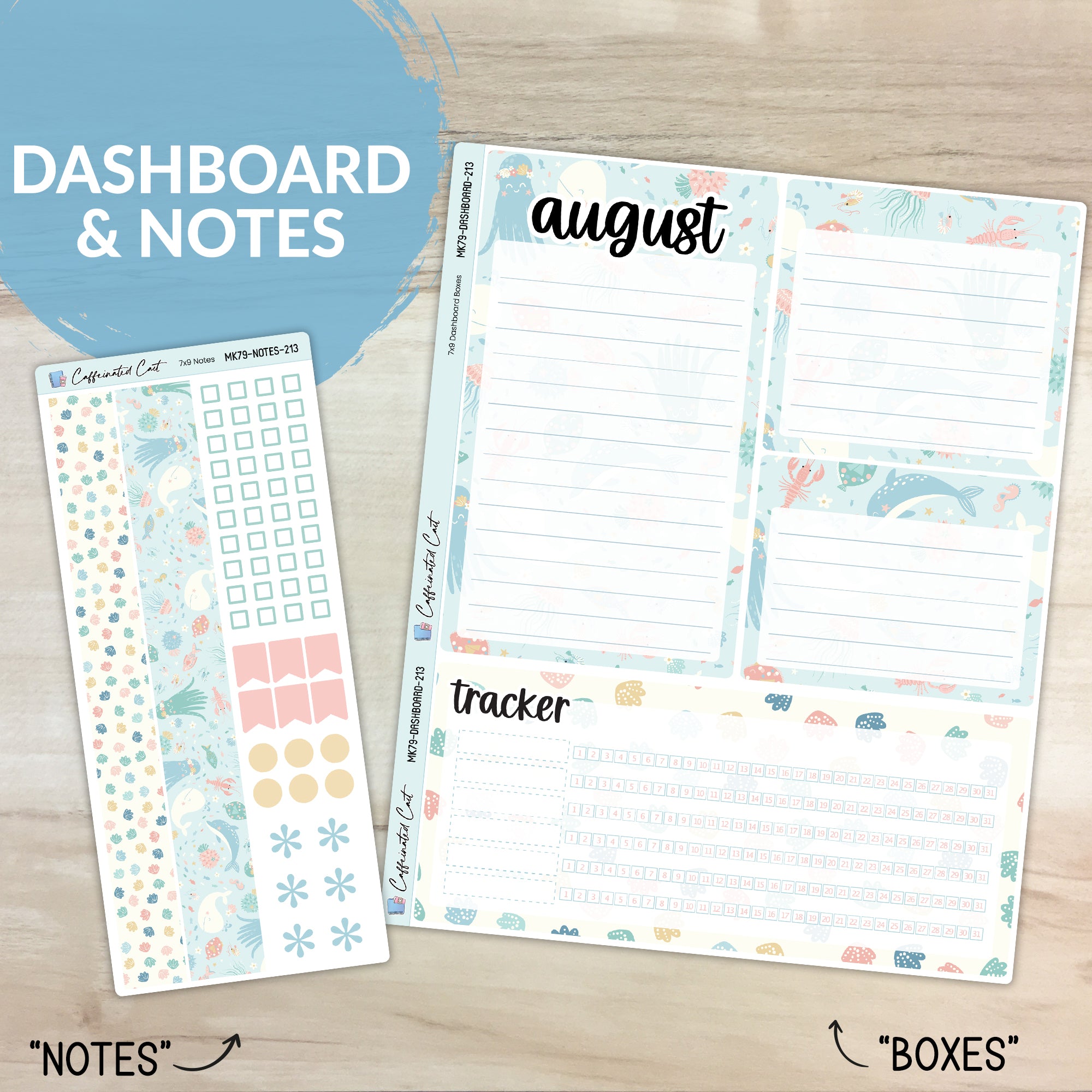 Dashboard & Notes Kit for ERIN CONDREN Planners - Under the Sea [ 213 ]