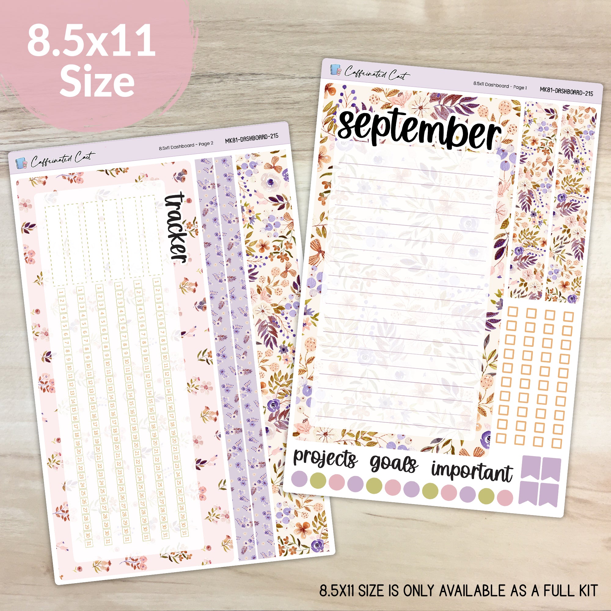 Dashboard & Notes Kit for ERIN CONDREN Planners - Soft Autumn [ 215 ]