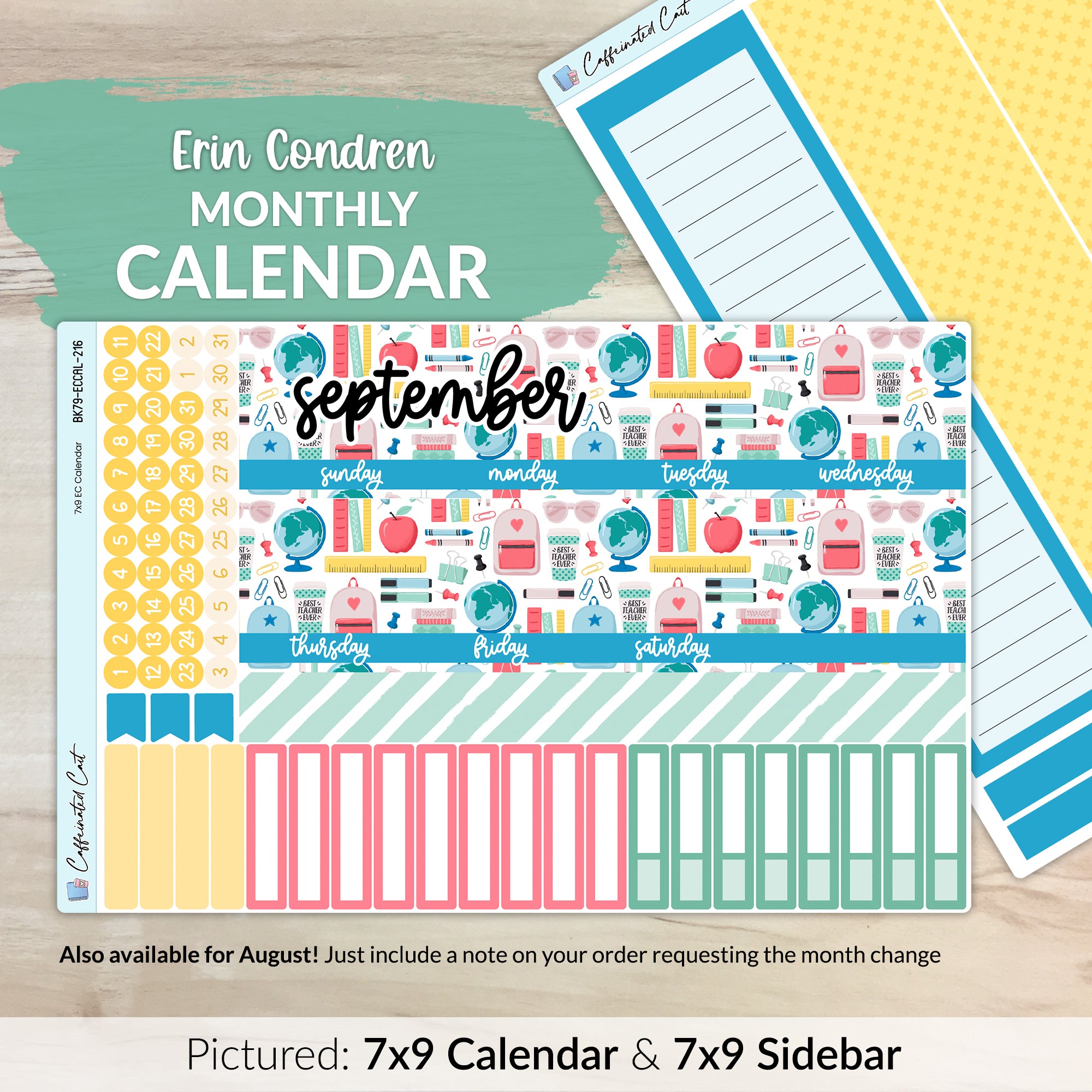 Calendar Kit for ERIN CONDREN Planners - Back to School [ 216 ]