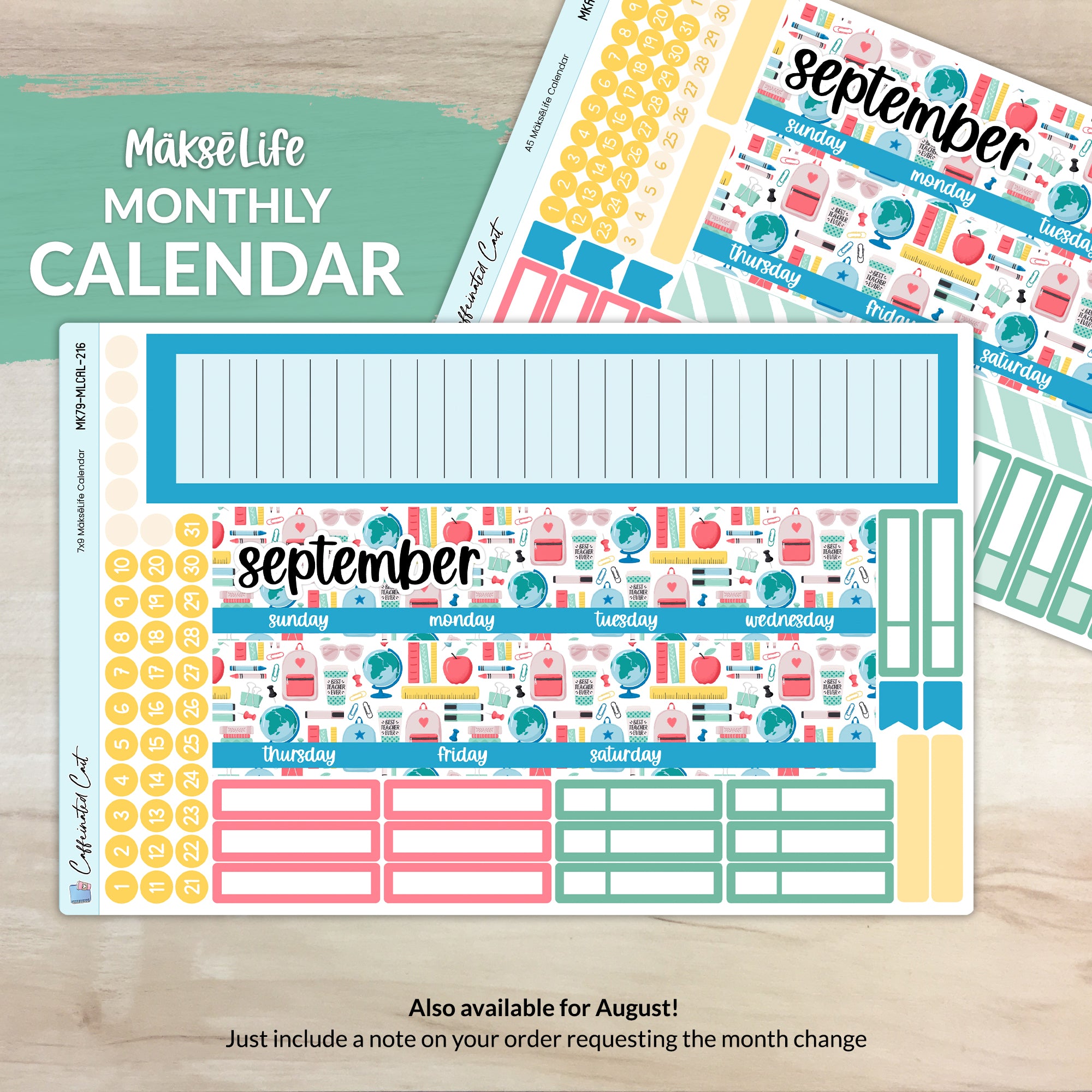 Calendar Kit for MAKSELIFE Planners - Back to School [ 216 ]