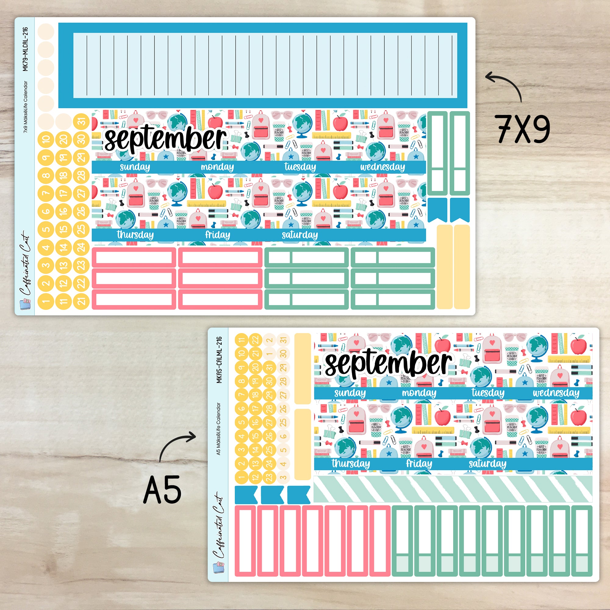 Calendar Kit for MAKSELIFE Planners - Back to School [ 216 ]