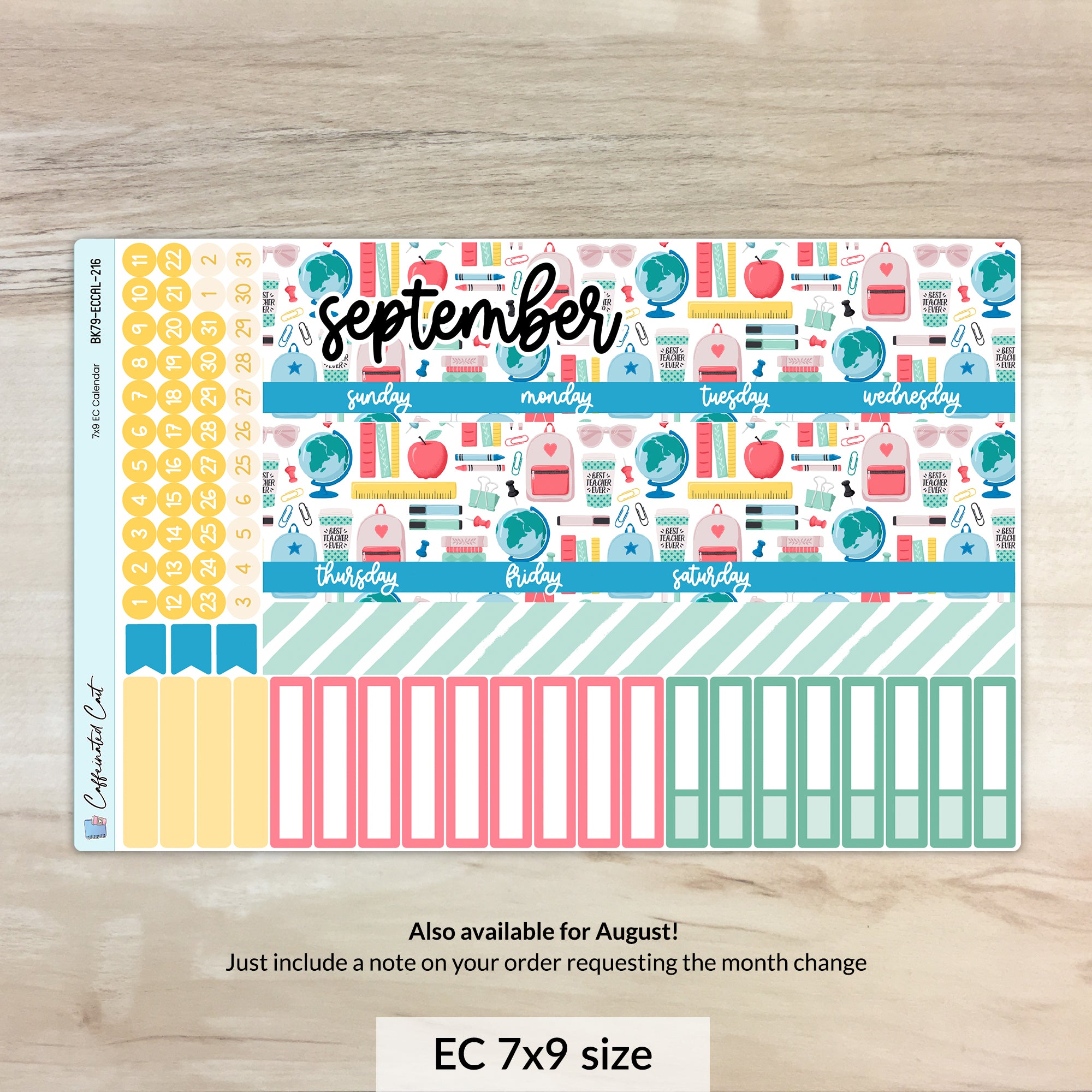 Calendar Kit for ERIN CONDREN Planners - Back to School [ 216 ]