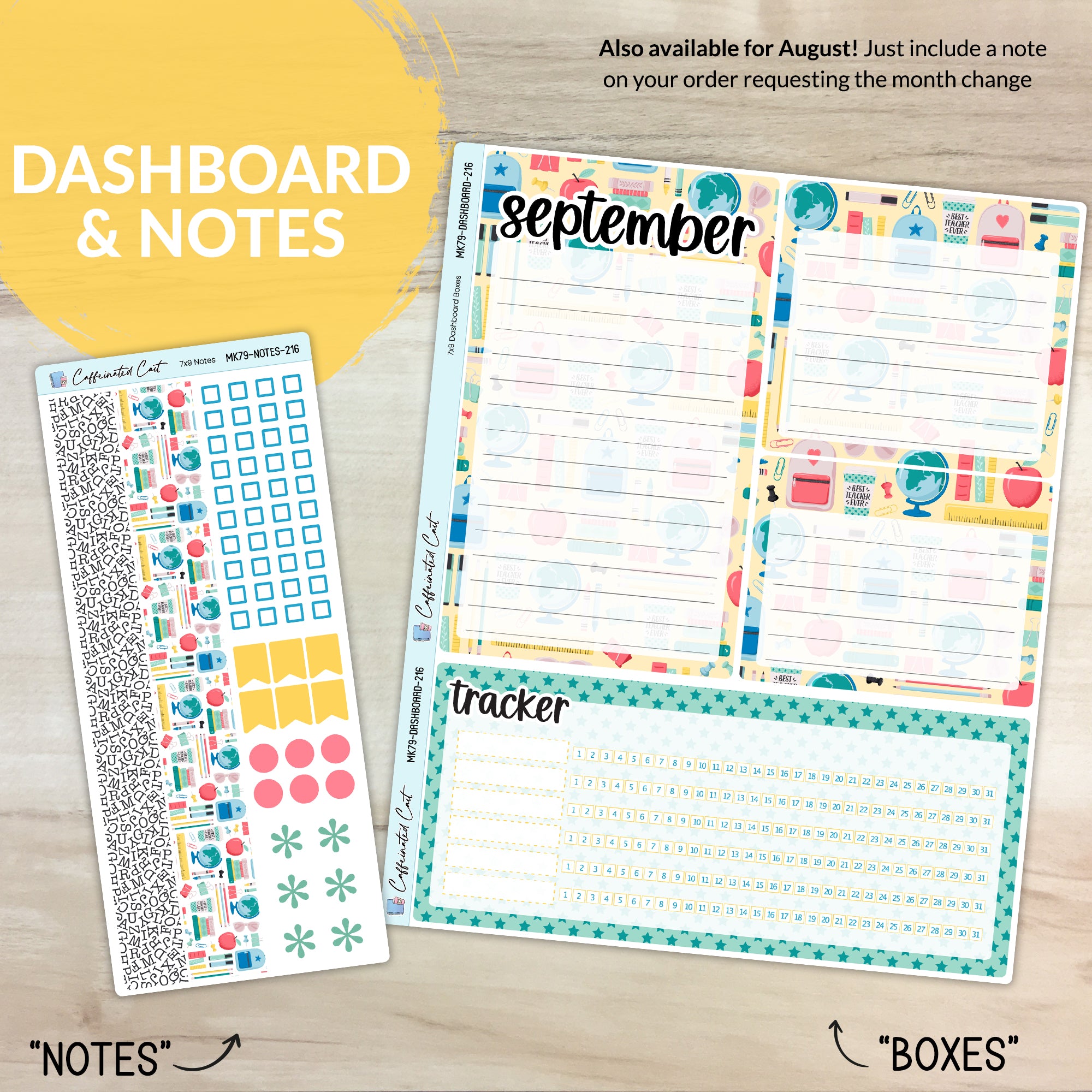 Dashboard & Notes Kit for ERIN CONDREN Planners - Back to School [ 216 ]