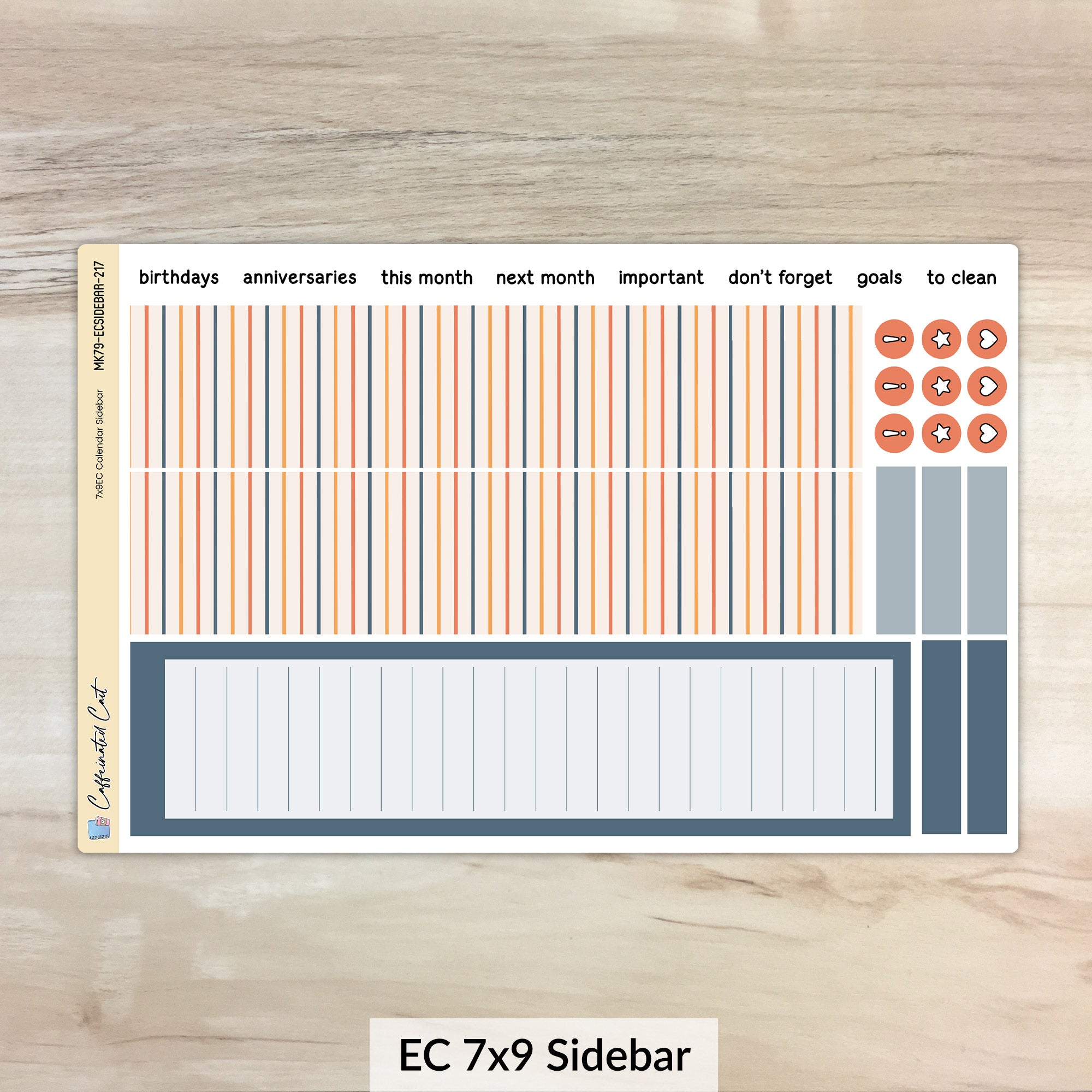 Calendar Kit for ERIN CONDREN Planners - Amber & Rust [ 217 ]