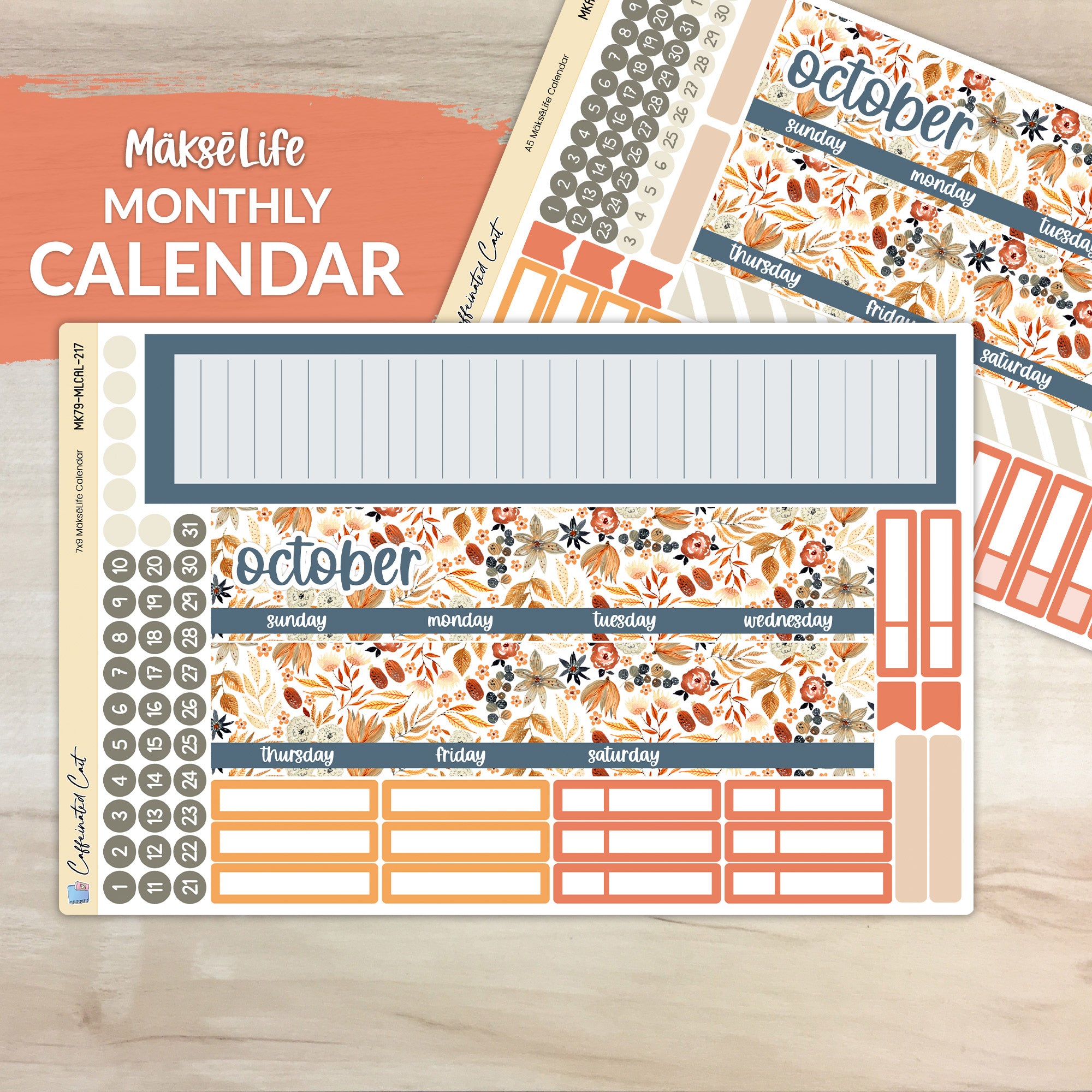 Calendar Kit for MAKSELIFE Planners - Amber & Rust [ 217 ]