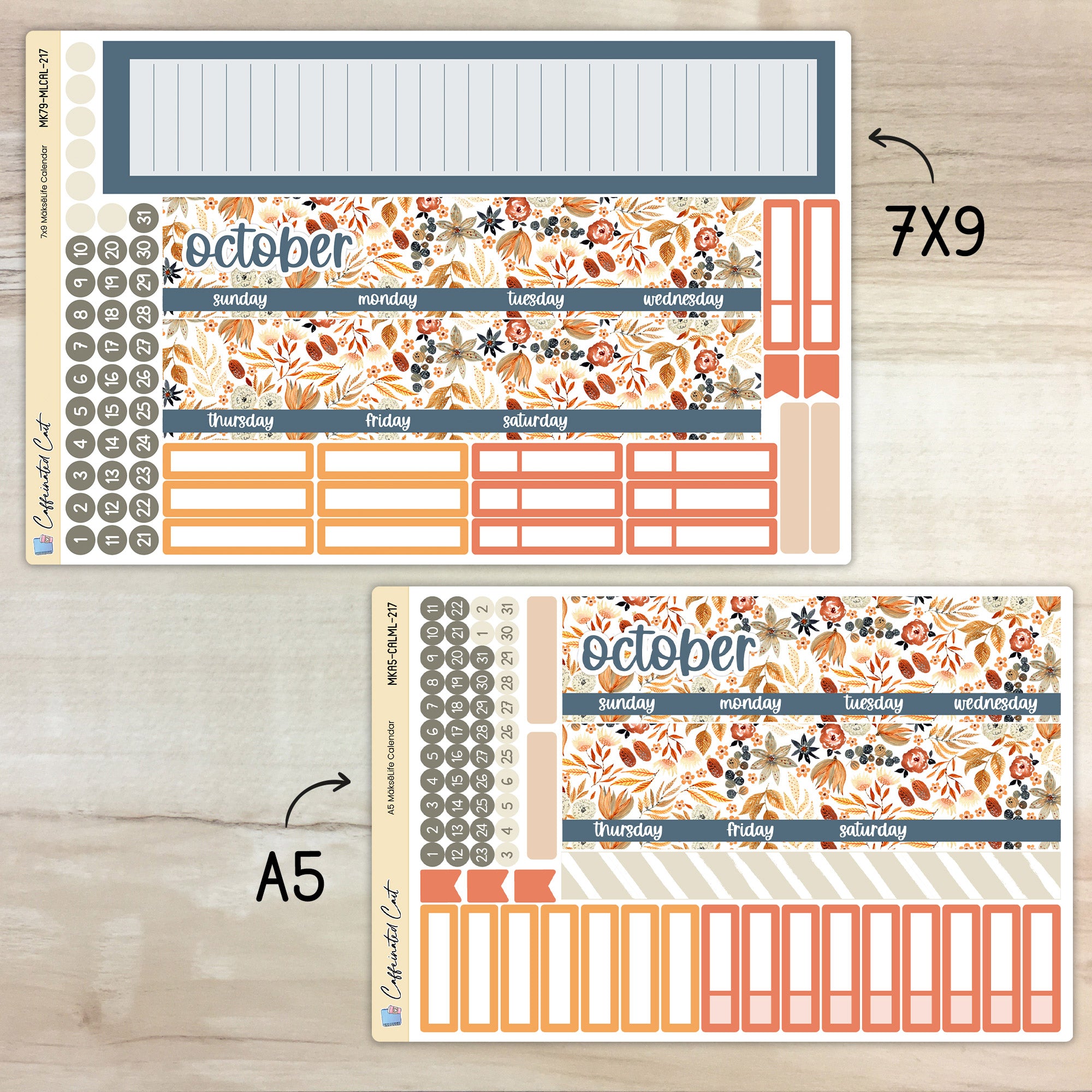 Calendar Kit for MAKSELIFE Planners - Amber & Rust [ 217 ]