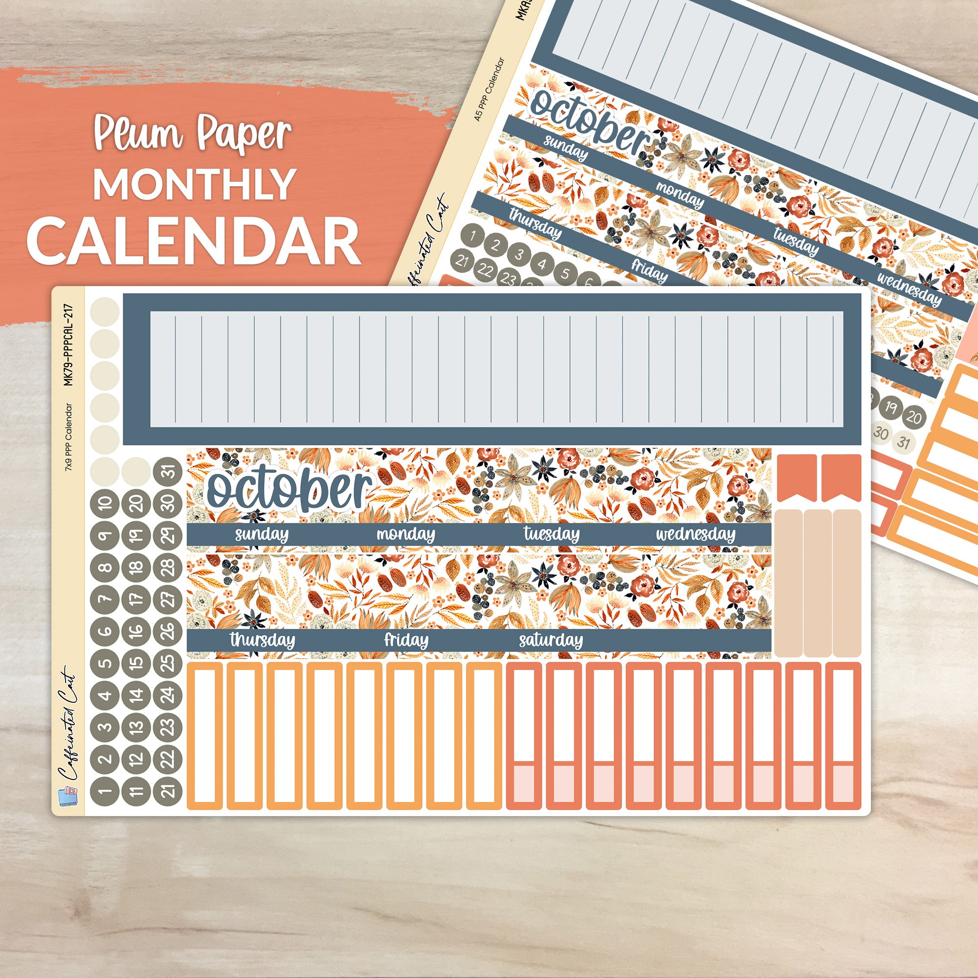 Calendar Kit for PLUM PAPER Planners - Amber & Rust [ 217 ]