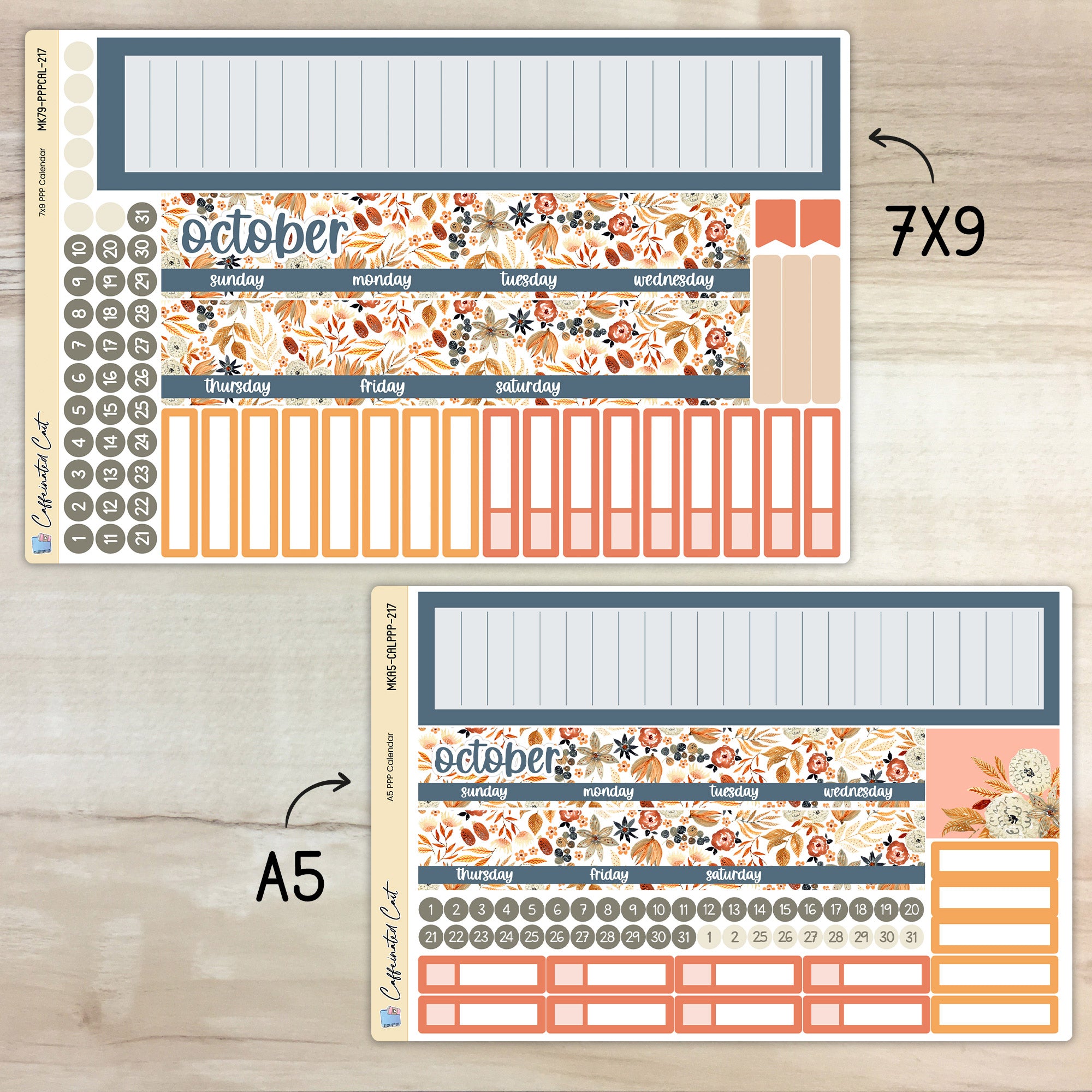 Calendar Kit for PLUM PAPER Planners - Amber & Rust [ 217 ]