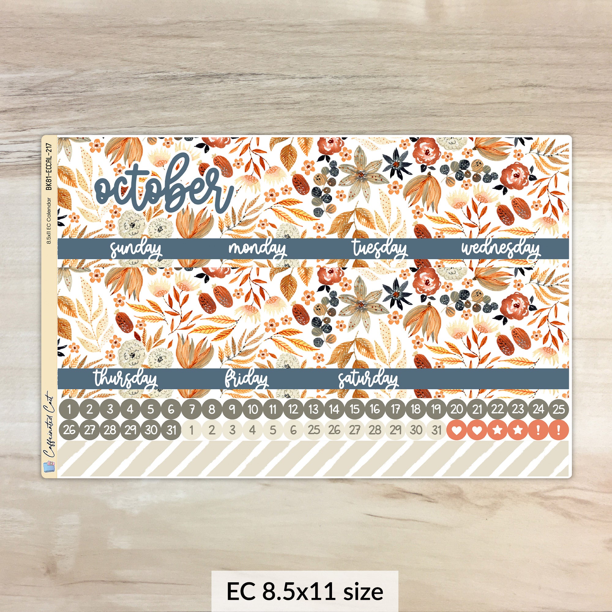 Calendar Kit for ERIN CONDREN Planners - Amber & Rust [ 217 ]