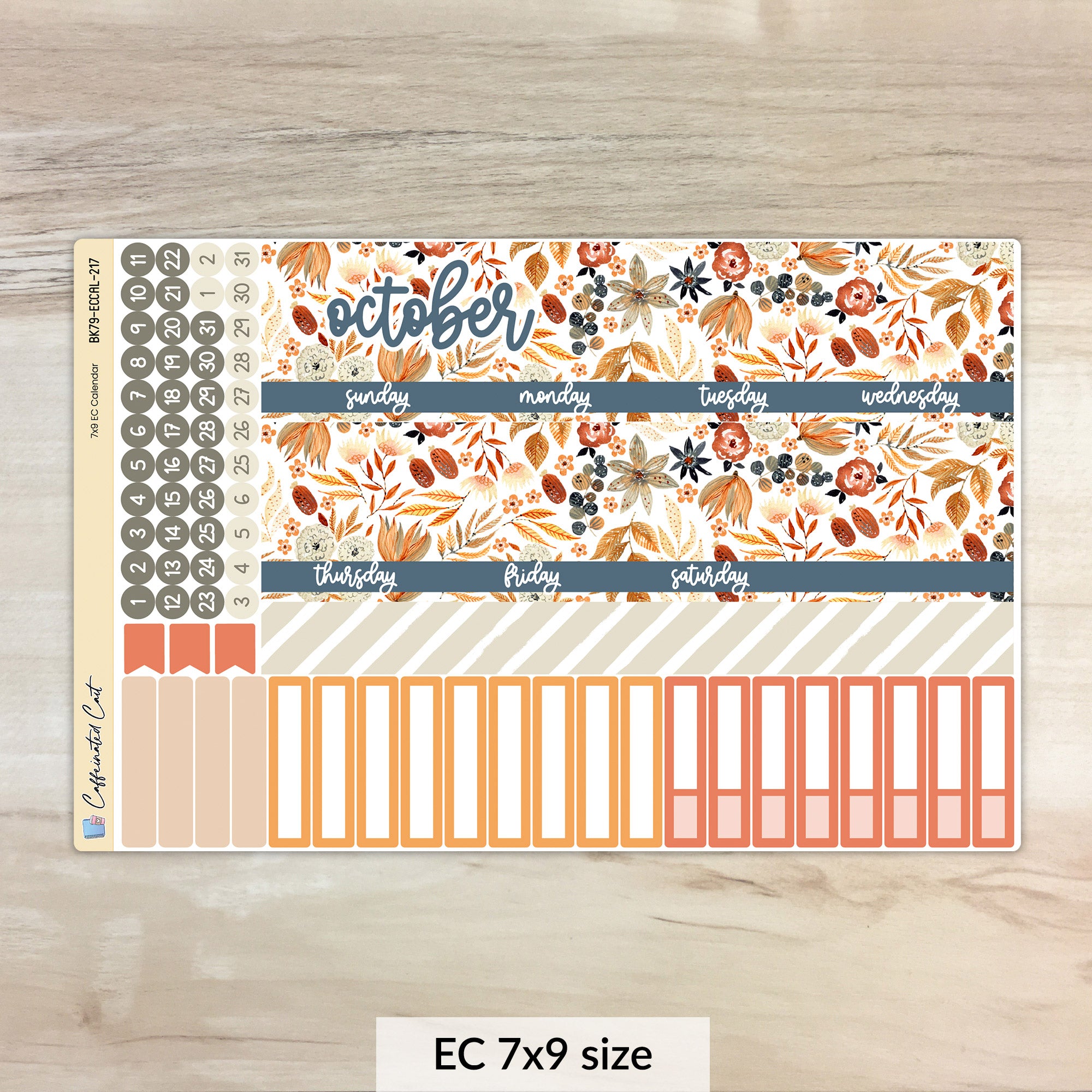 Calendar Kit for ERIN CONDREN Planners - Amber & Rust [ 217 ]