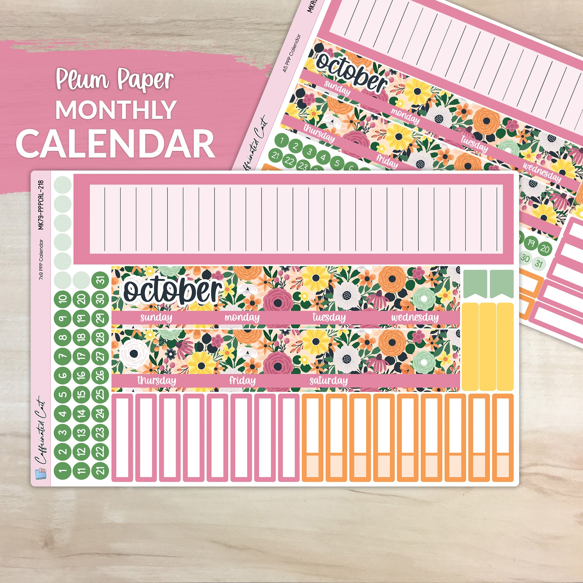 Calendar Kit for PLUM PAPER Planners - Pumpkin Spice [ 218 ]