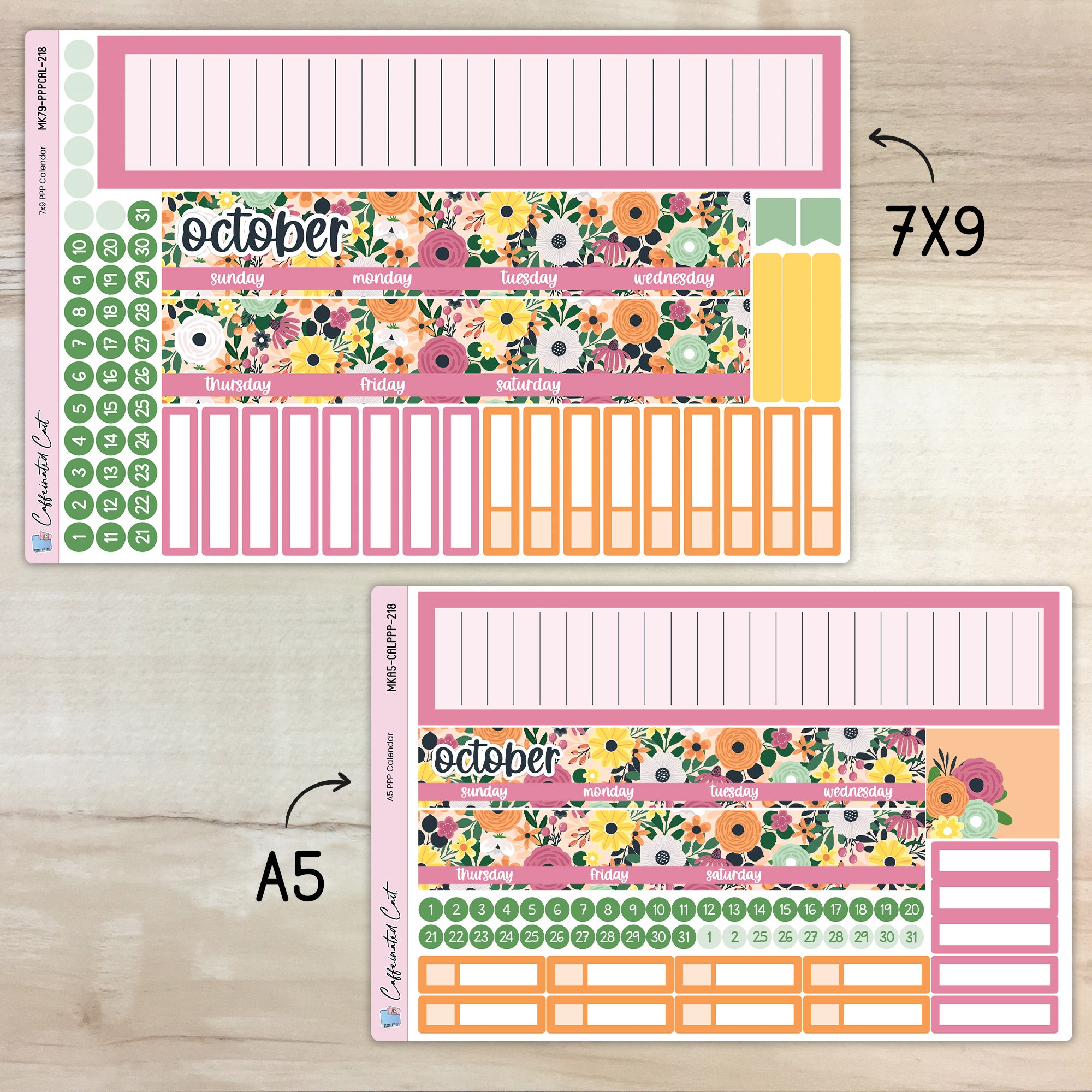 Calendar Kit for PLUM PAPER Planners - Pumpkin Spice [ 218 ]