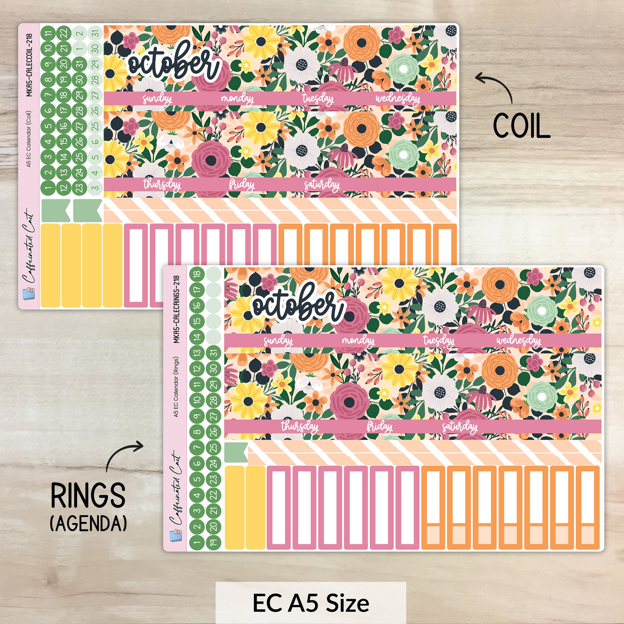 Calendar Kit for ERIN CONDREN Planners - Pumpkin Spice [ 218 ]