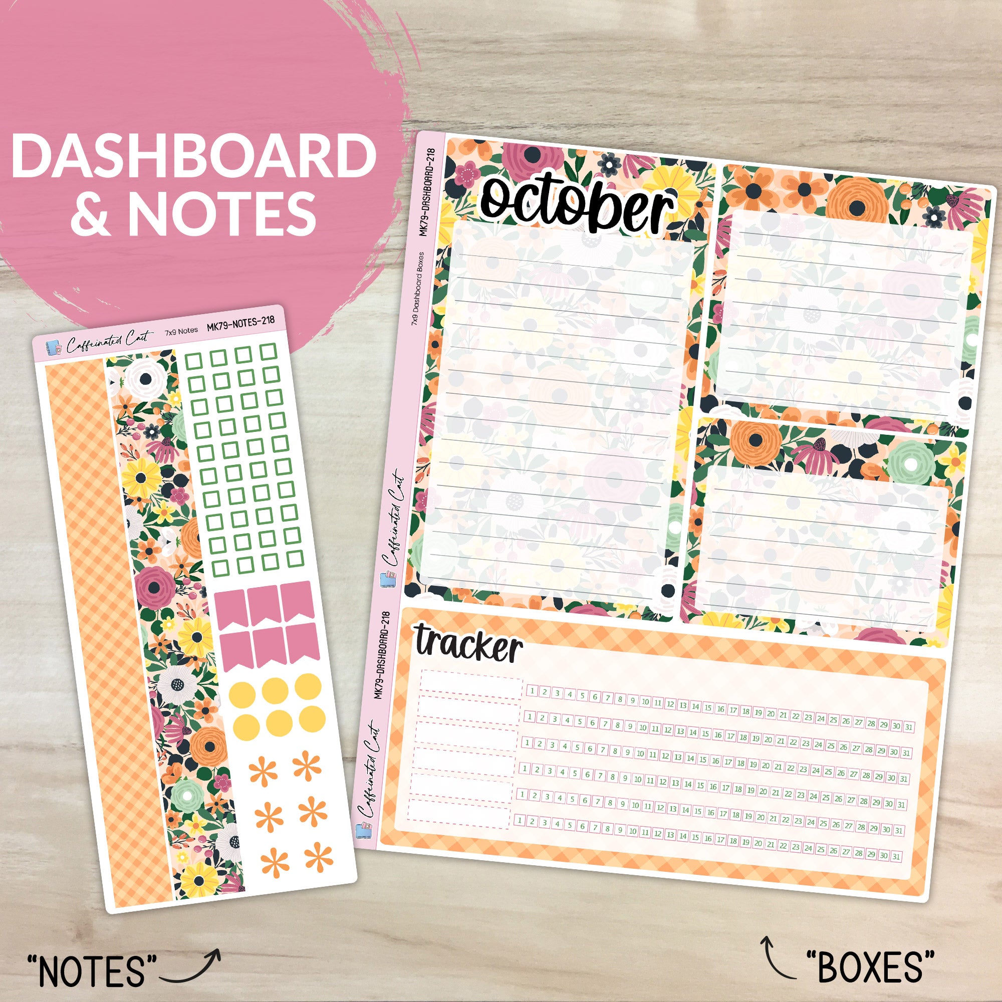 Dashboard & Notes Kit for ERIN CONDREN Planners - Pumpkin Spice [ 218 ]