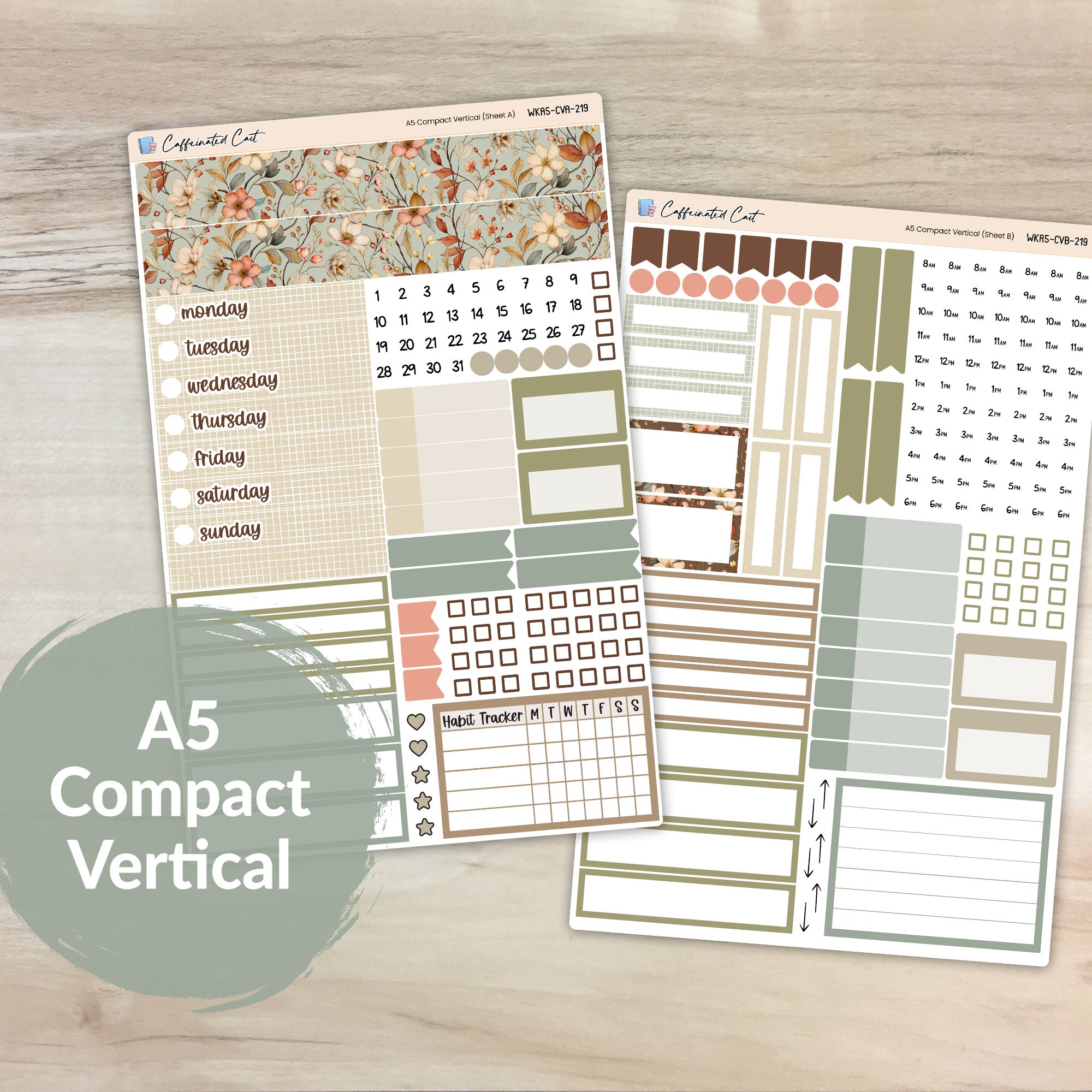 A5 Compact Vertical Kit - Vintage Floral [ 219 ]