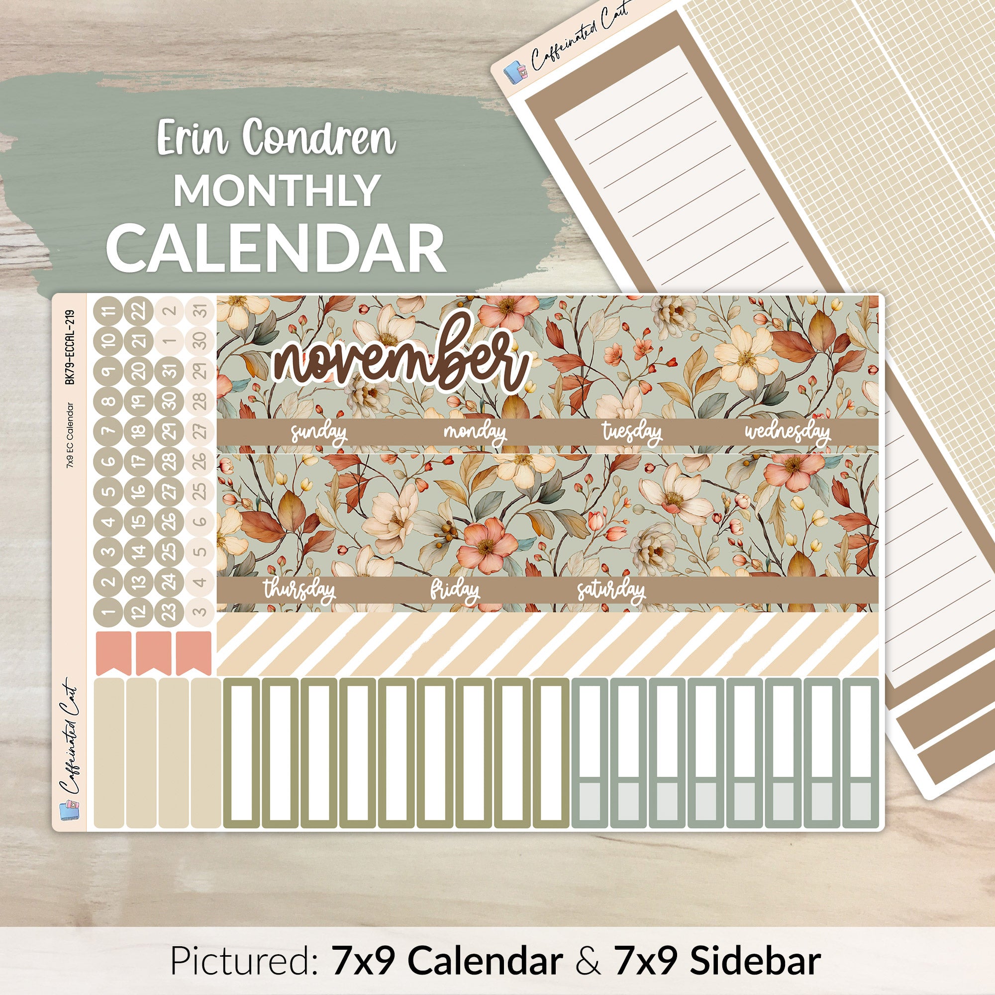 Calendar Kit for ERIN CONDREN Planners - Vintage Floral [ 219 ]