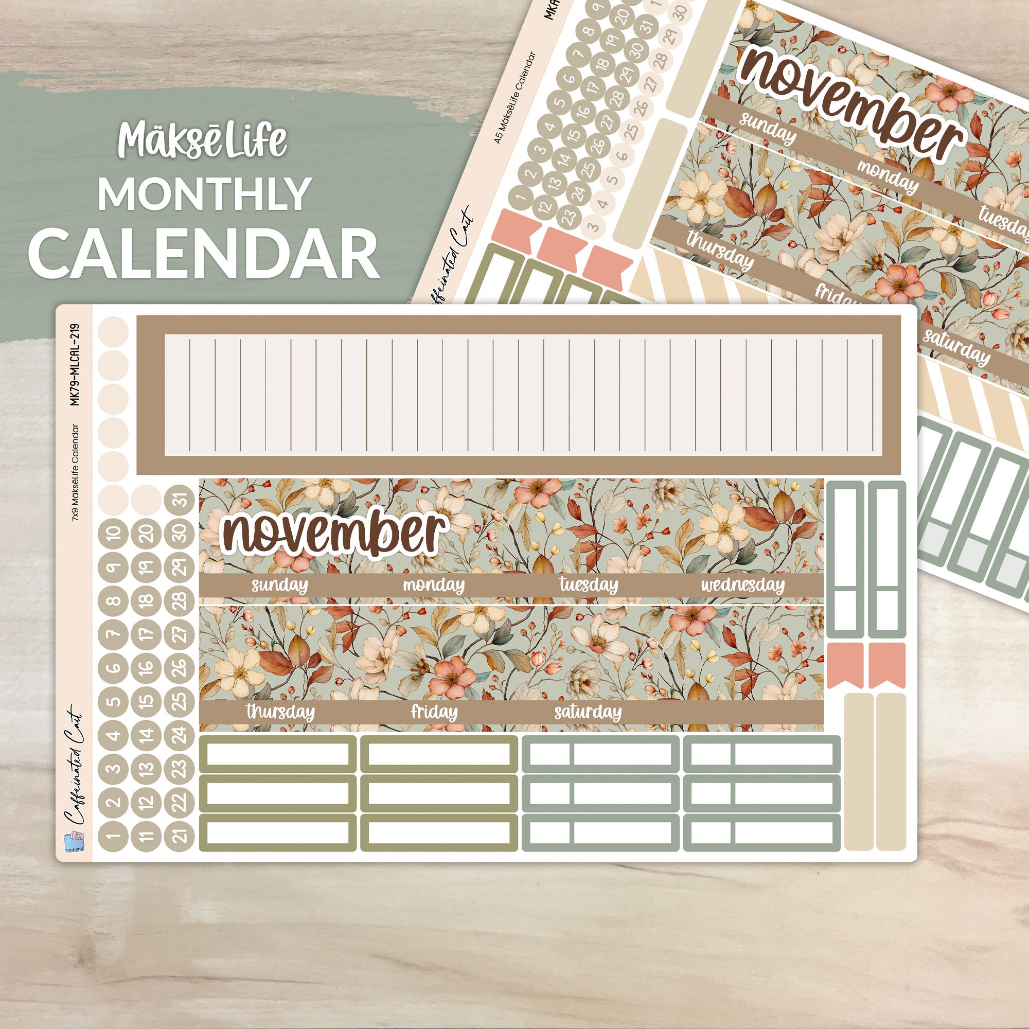 Calendar Kit for MAKSELIFE Planners - Vintage Floral [ 219 ]