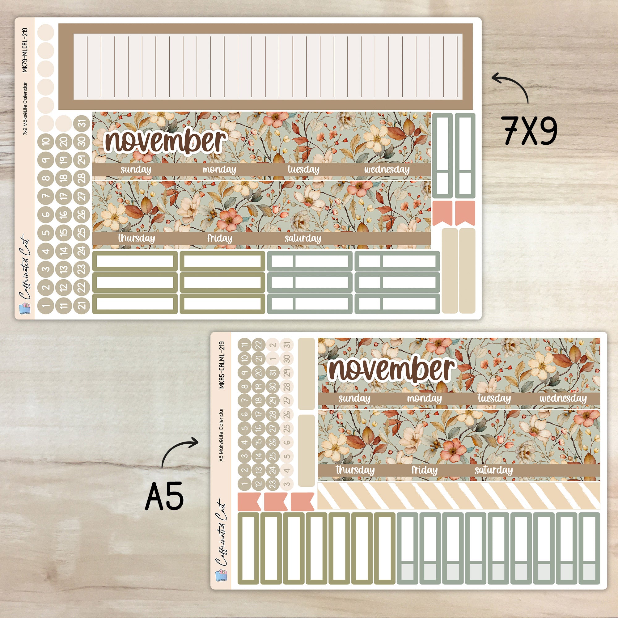 Calendar Kit for MAKSELIFE Planners - Vintage Floral [ 219 ]