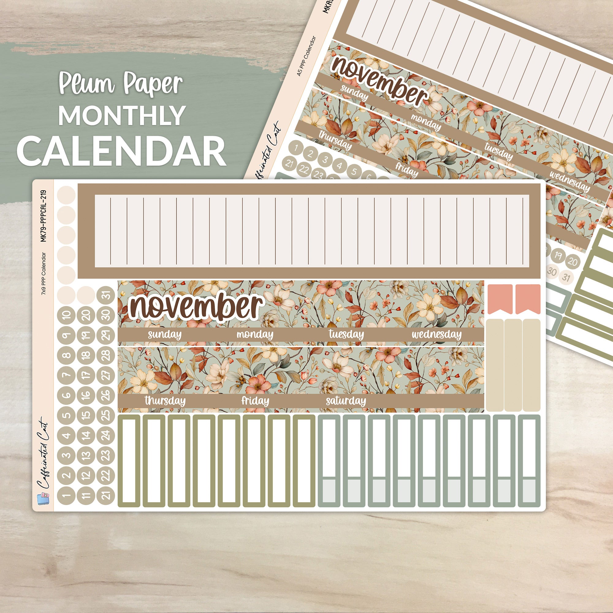 Calendar Kit for PLUM PAPER Planners - Vintage Floral [ 219 ]