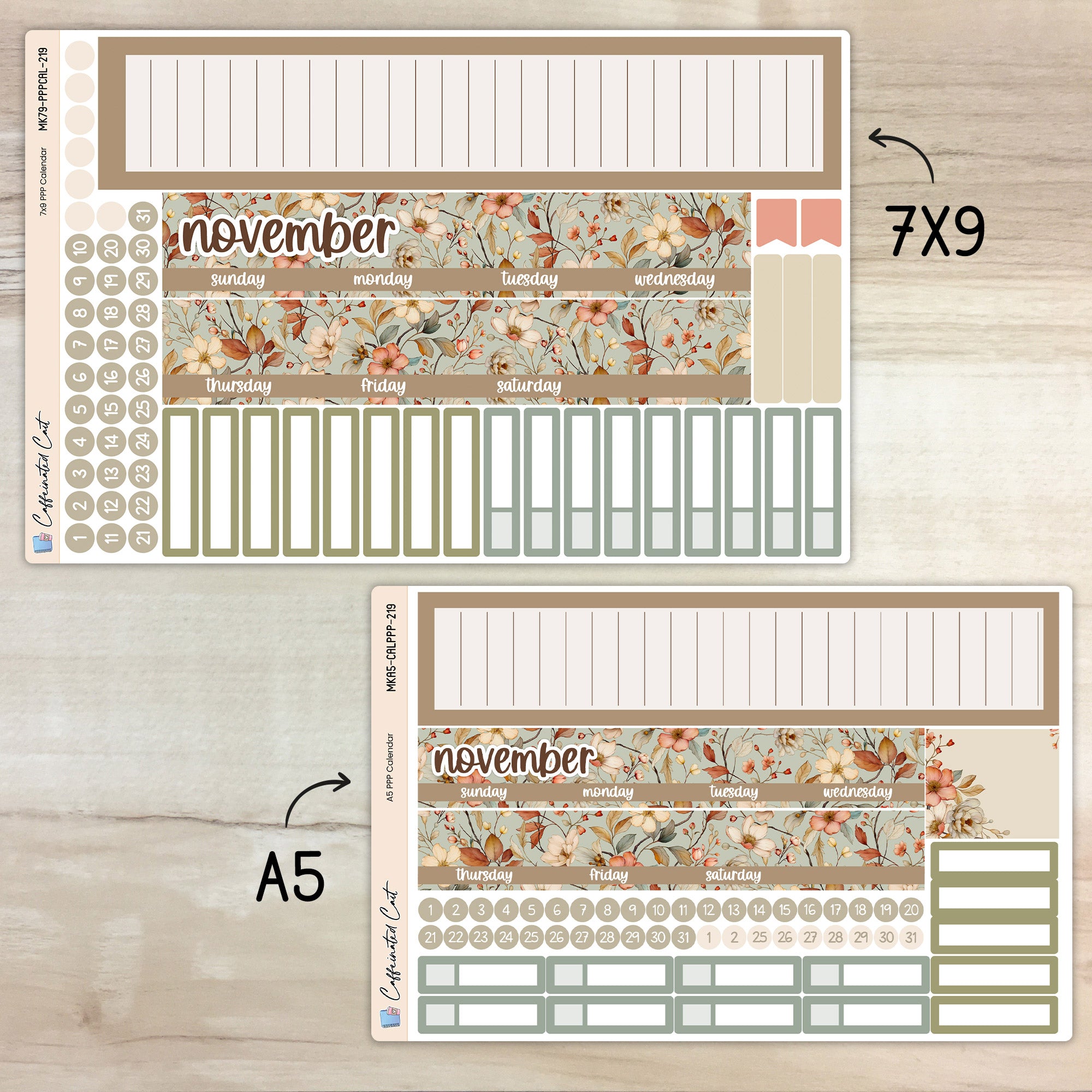 Calendar Kit for PLUM PAPER Planners - Vintage Floral [ 219 ]