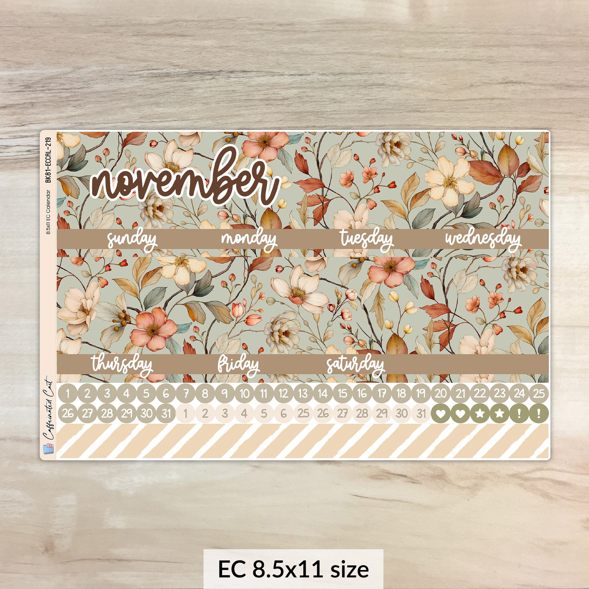 Calendar Kit for ERIN CONDREN Planners - Vintage Floral [ 219 ]