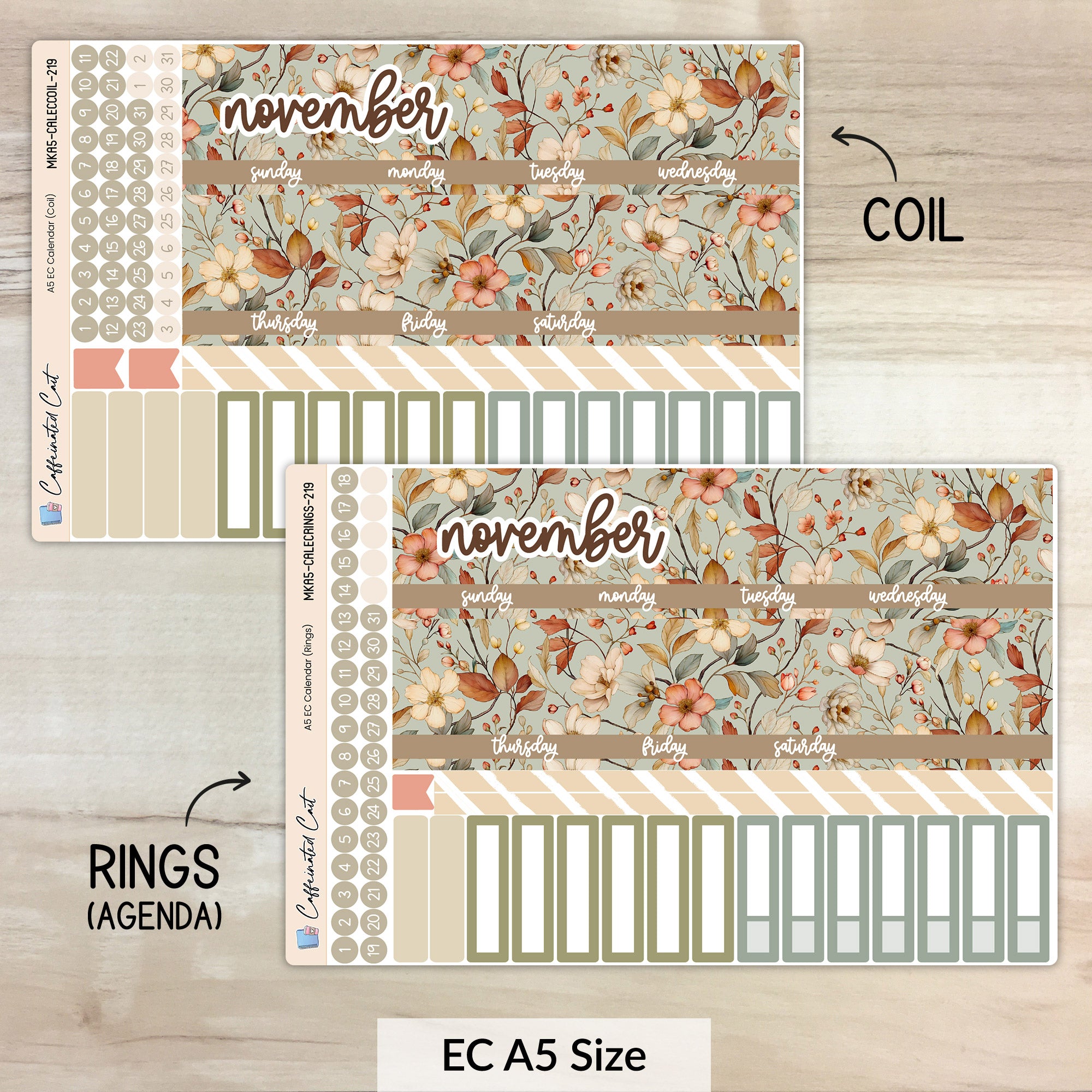 Calendar Kit for ERIN CONDREN Planners - Vintage Floral [ 219 ]