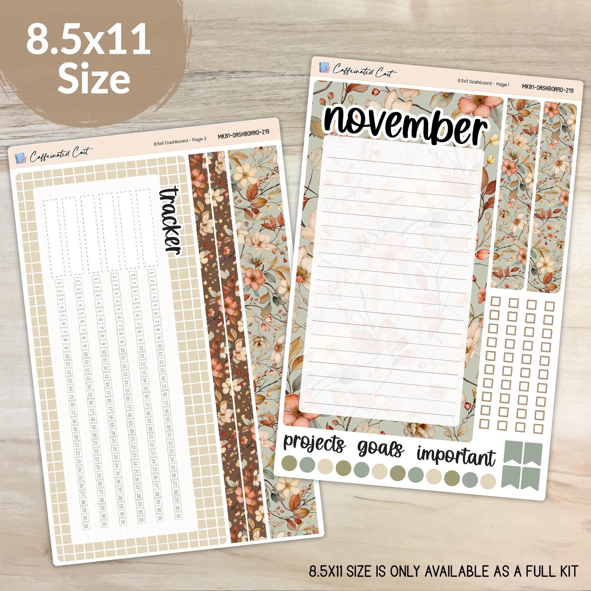 Dashboard & Notes Kit for ERIN CONDREN Planners - Vintage Floral [ 219 ]