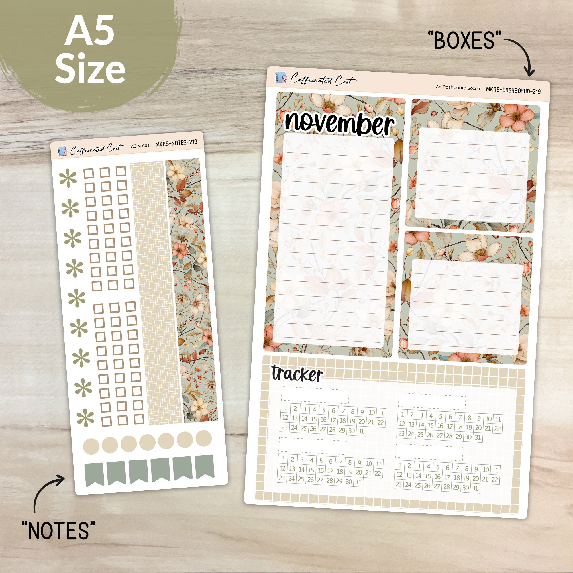 Dashboard & Notes Kit for ERIN CONDREN Planners - Vintage Floral [ 219 ]