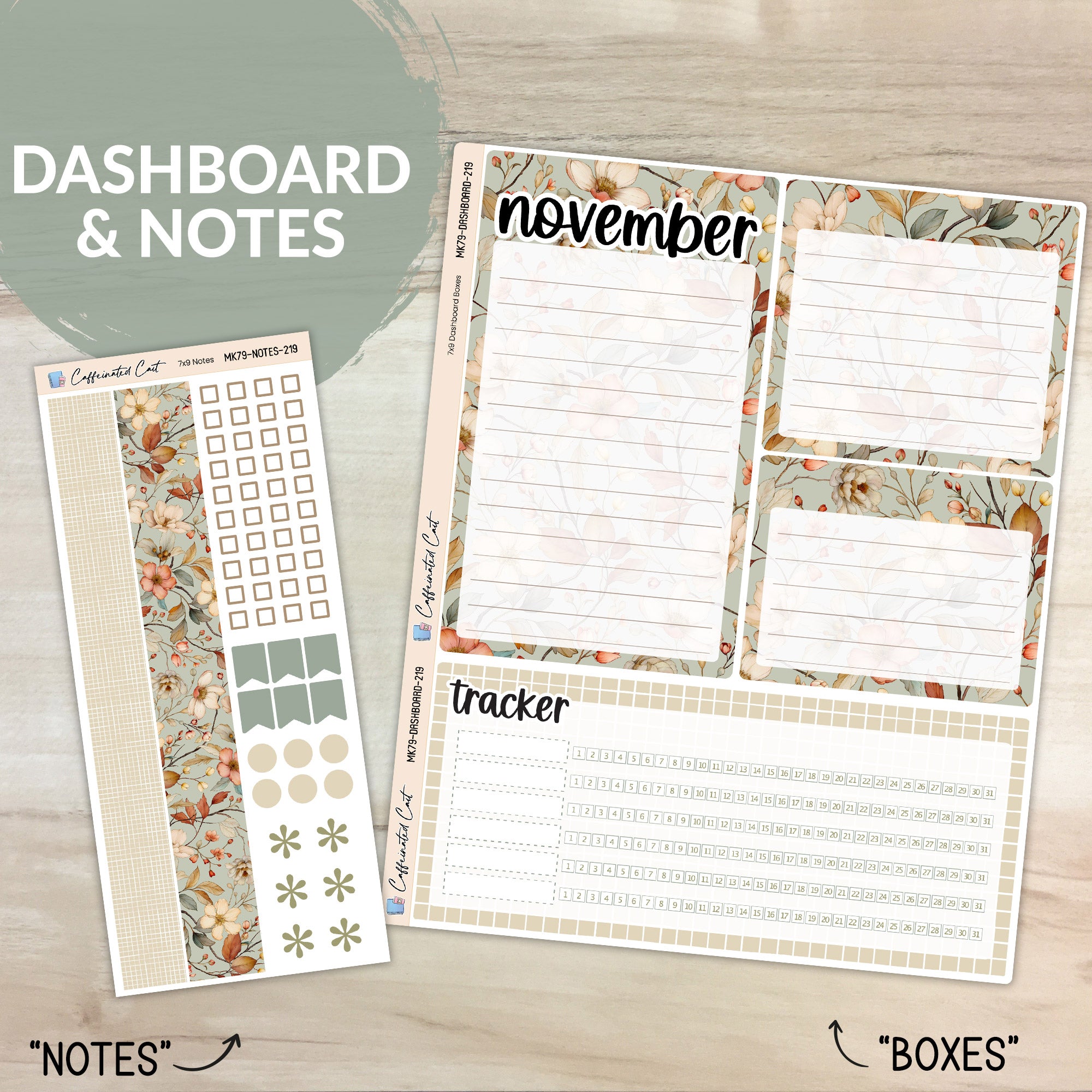 Dashboard & Notes Kit for ERIN CONDREN Planners - Vintage Floral [ 219 ]