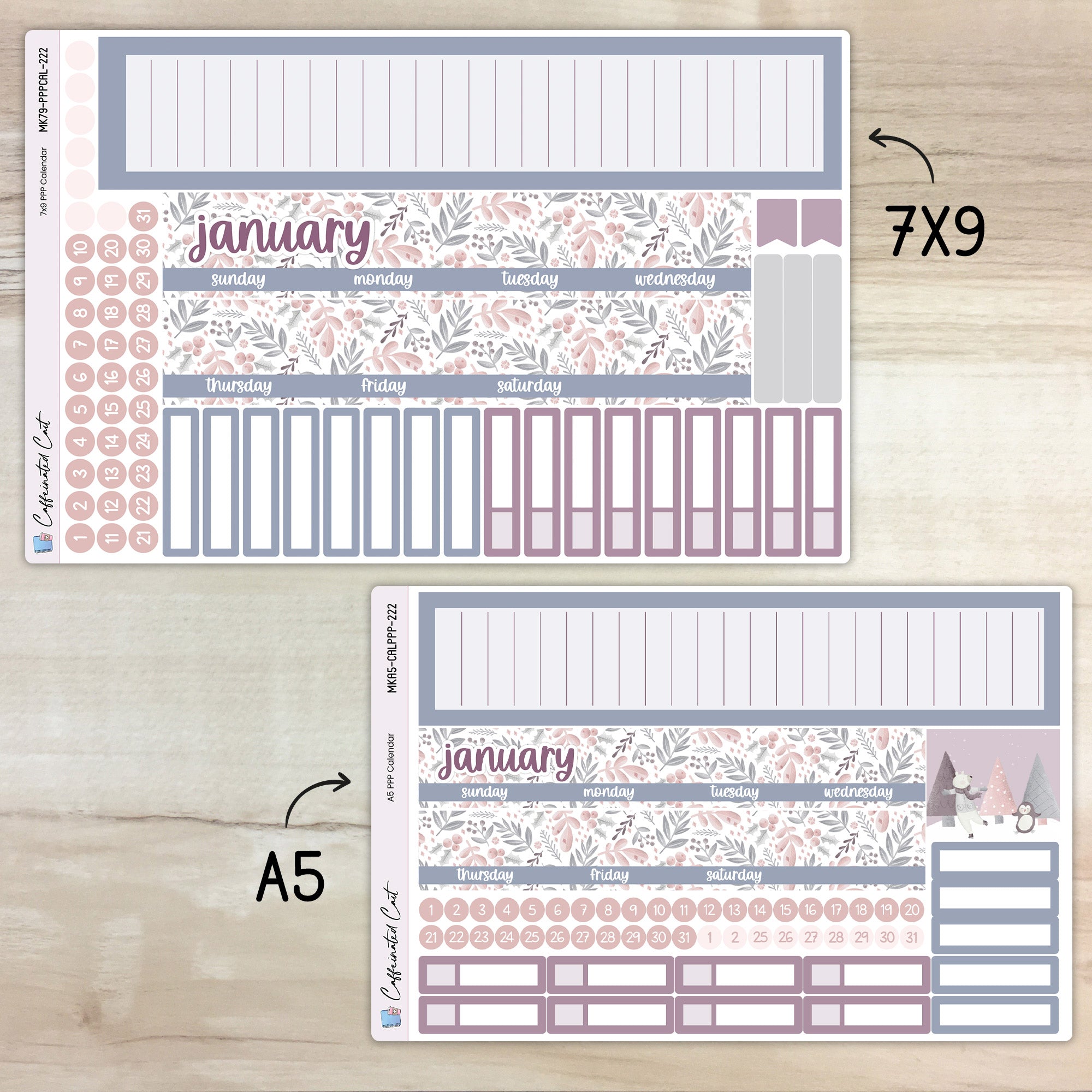 Calendar Kit for PLUM PAPER Planners - Polar Berry [ 222 ]