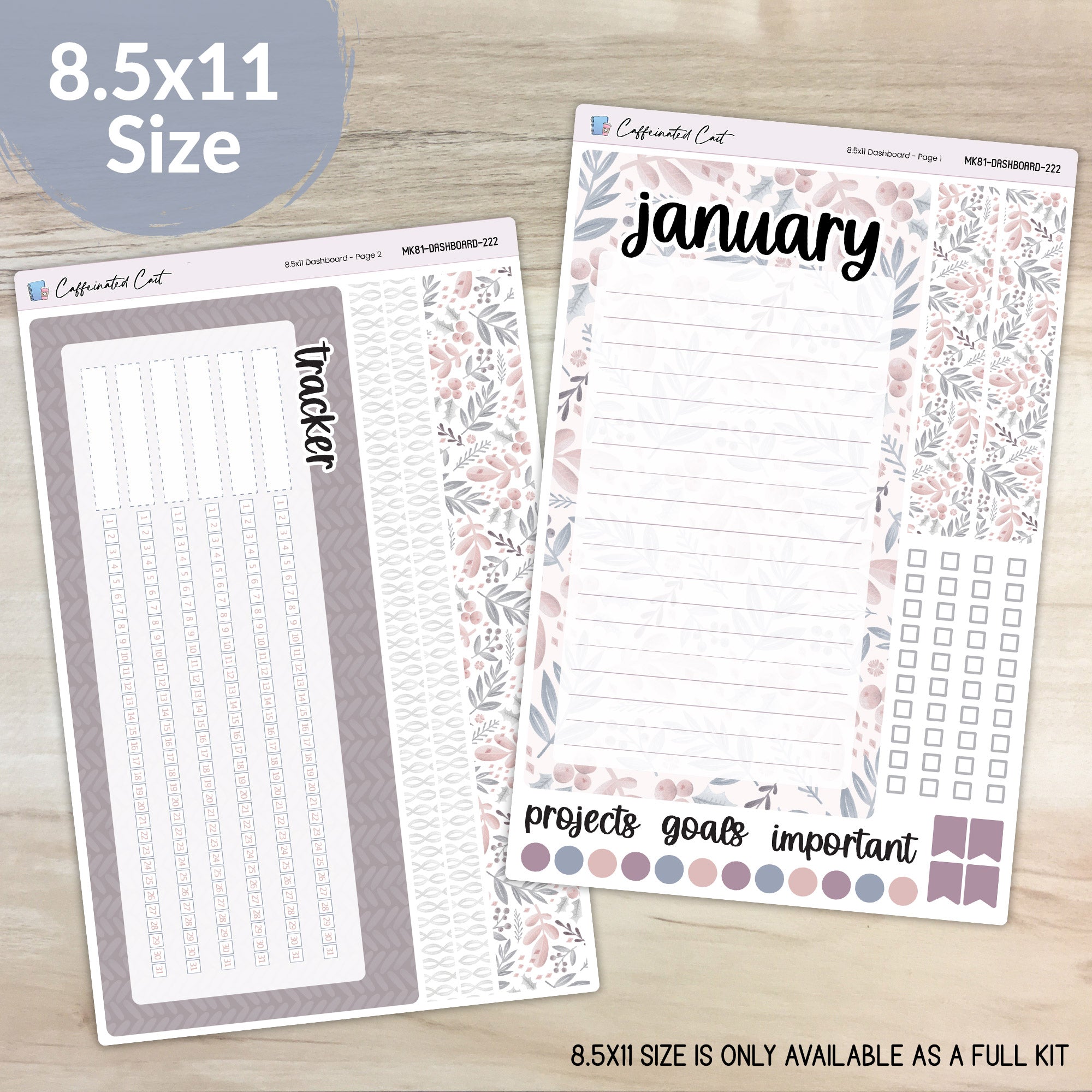 Dashboard & Notes Kit for ERIN CONDREN Planners - Polar Berry [ 222 ]