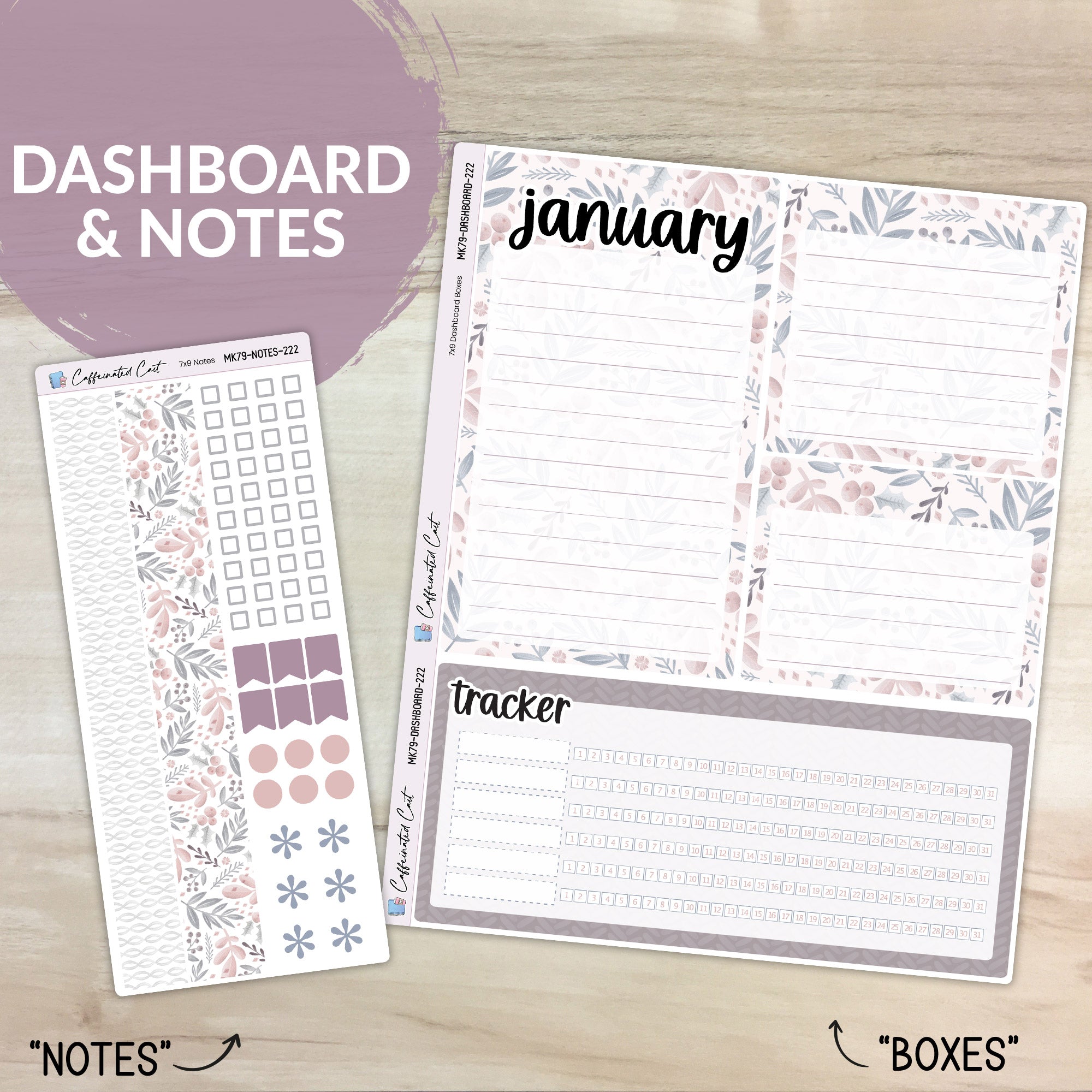 Dashboard & Notes Kit for ERIN CONDREN Planners - Polar Berry [ 222 ]