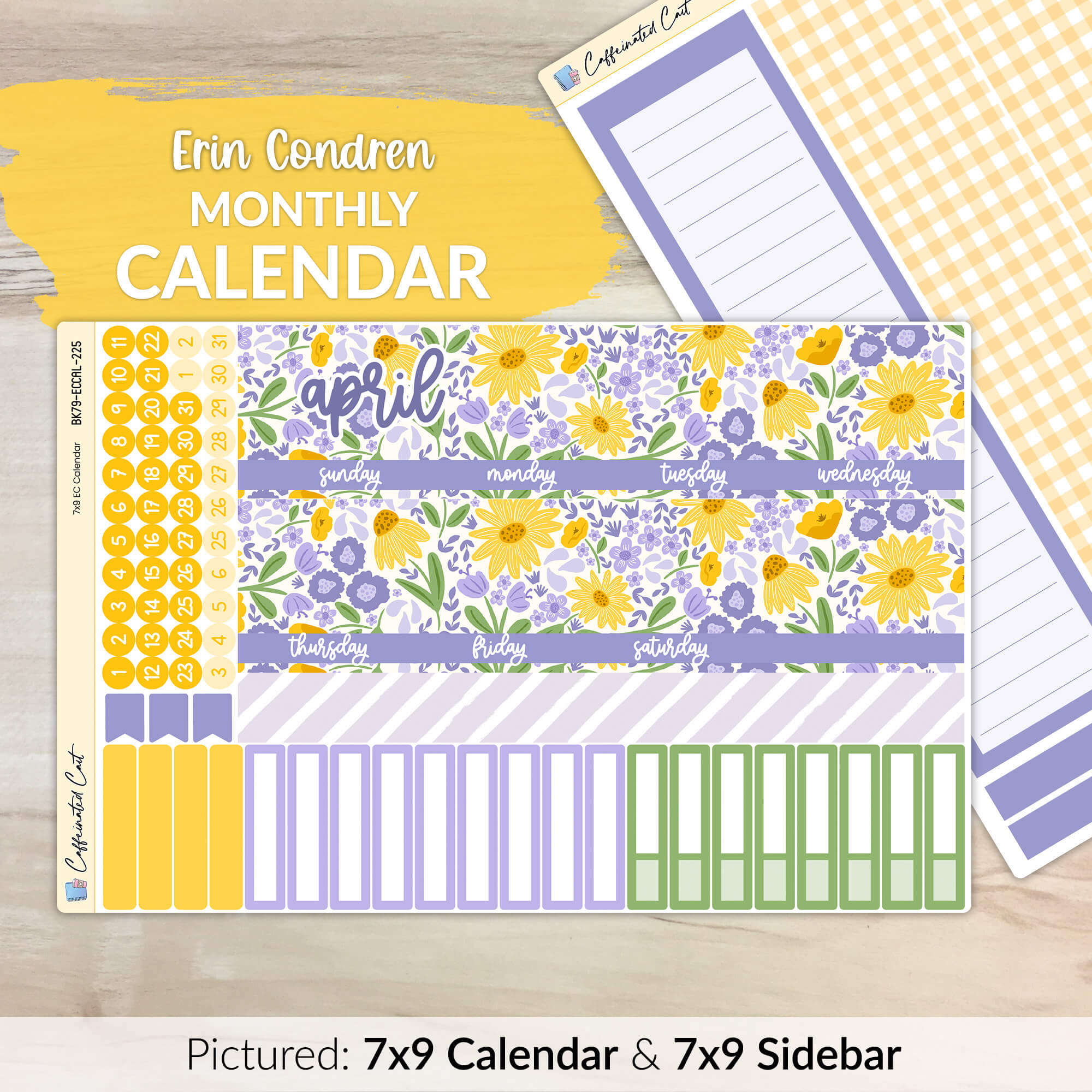 Calendar Kit for ERIN CONDREN Planners - Wildflowers [ 225 ]