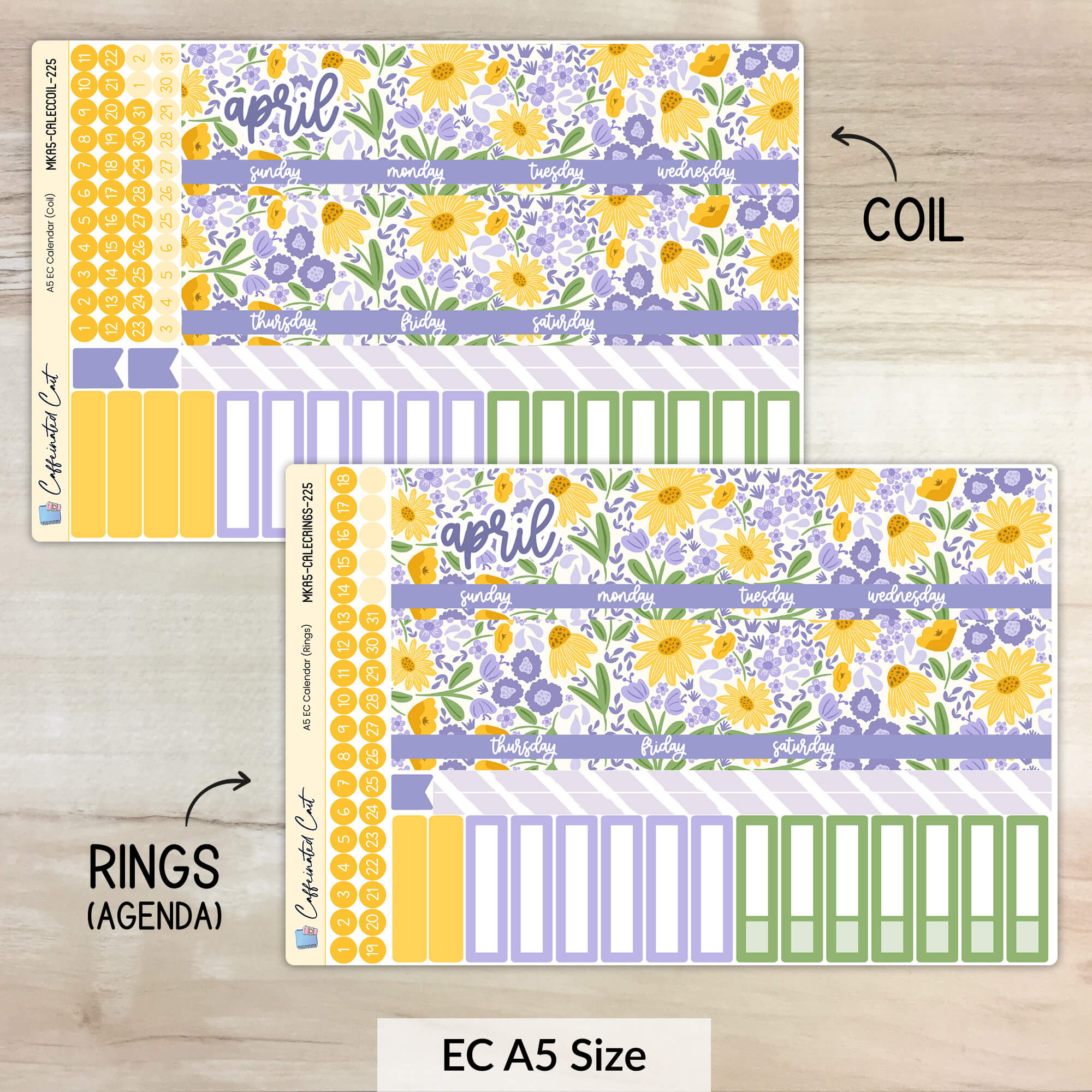 Calendar Kit for ERIN CONDREN Planners - Wildflowers [ 225 ]