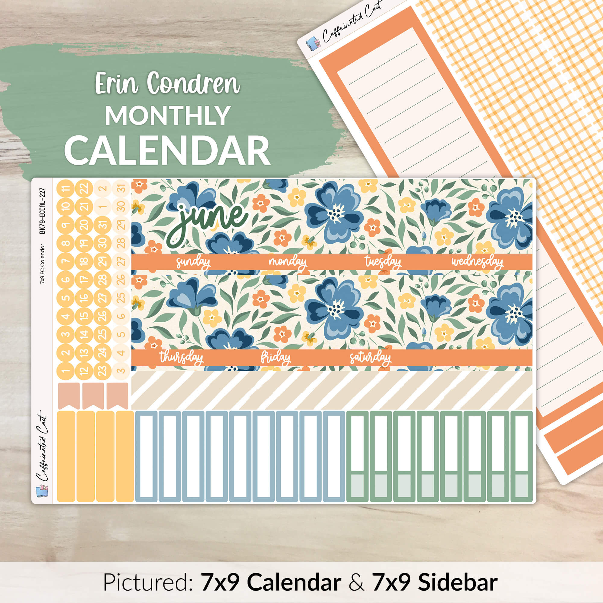 Calendar Kit for ERIN CONDREN Planners - Cottage Flowers [ 227 ]